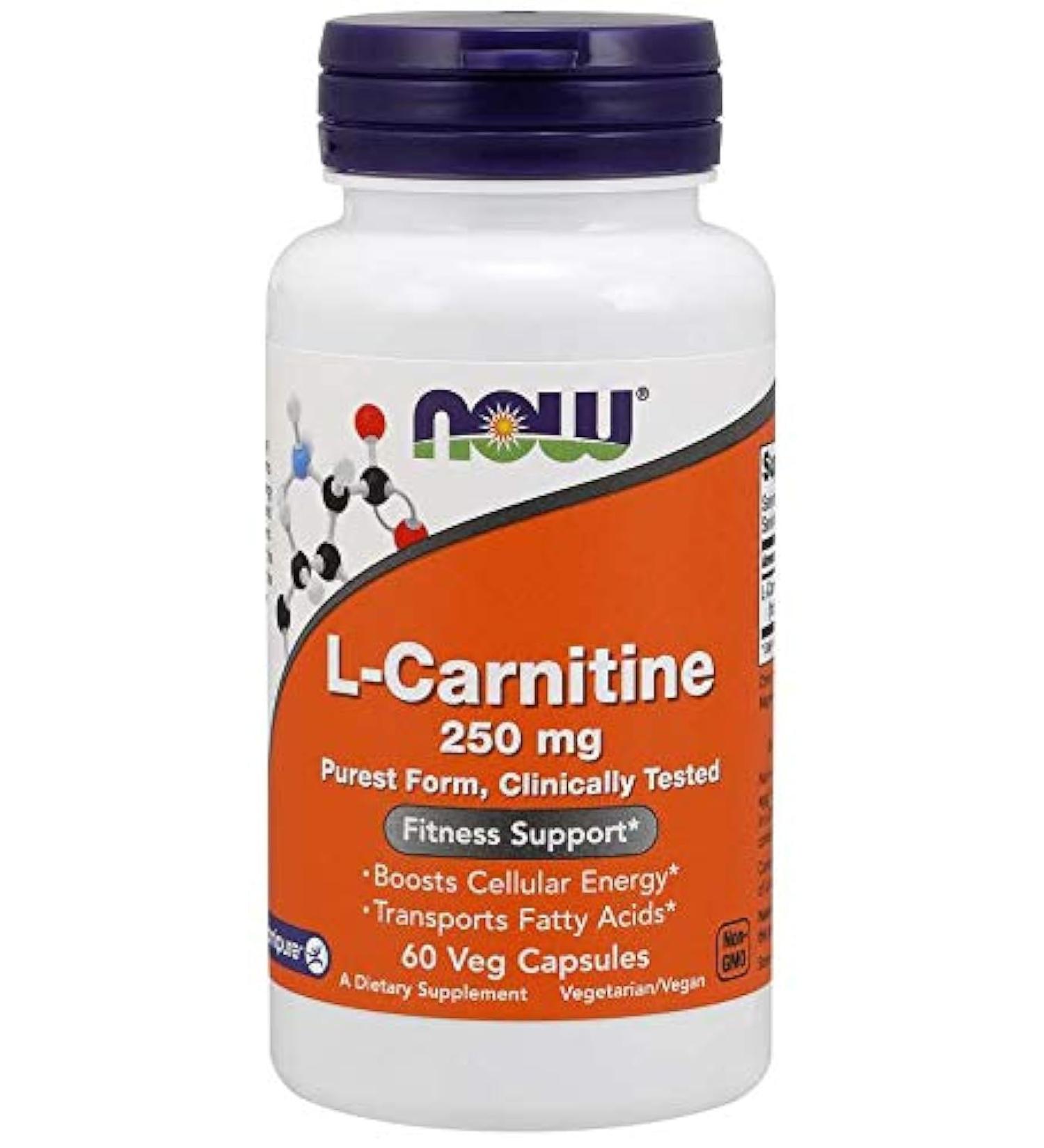 NOW L-carnitine 250mg 60 Capsules (Pack of 2)