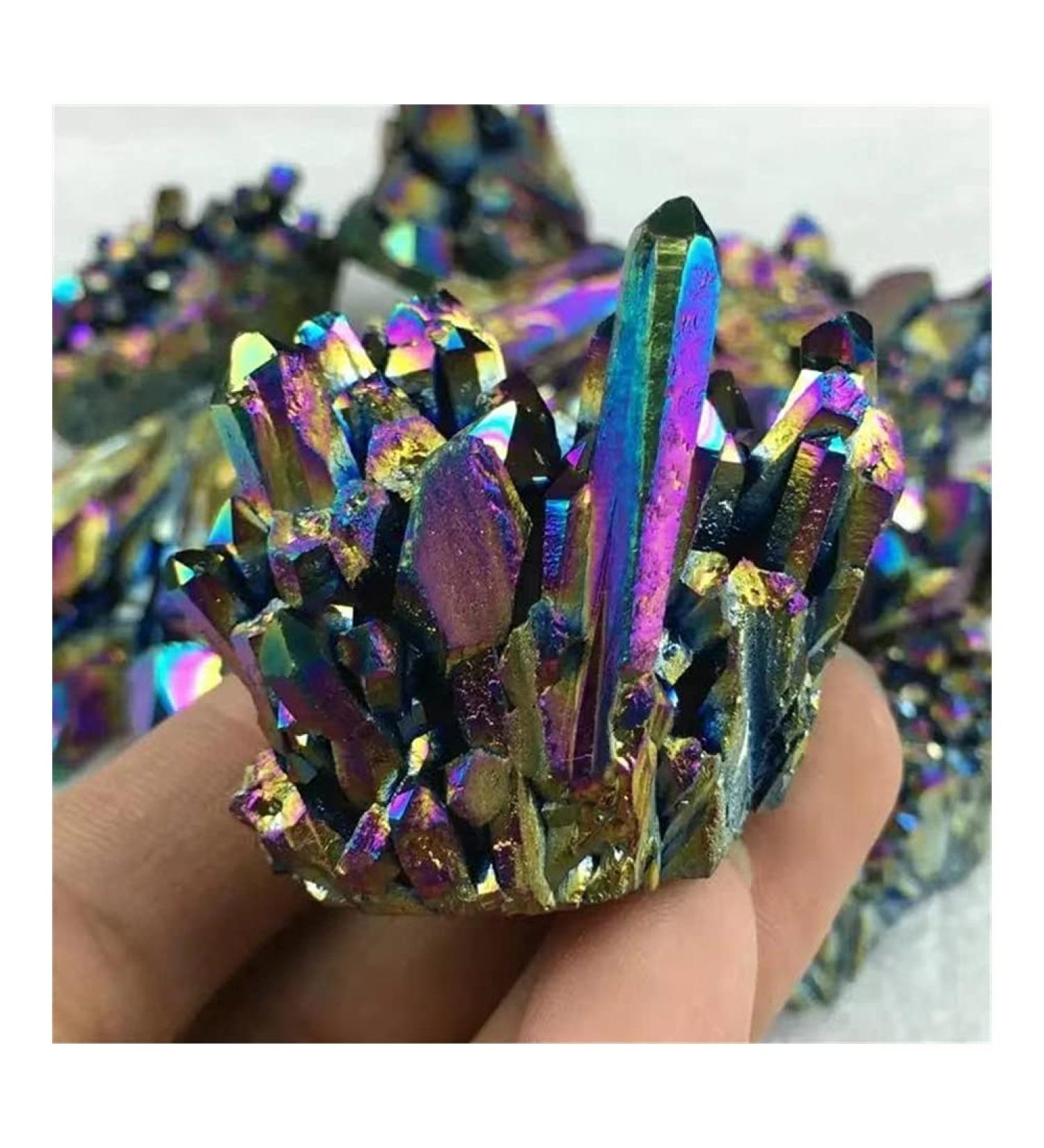 Natural Crystal Rough Natural Quartz Crystal Rainbow Titanium Electroplating Cluster Specimen (Color : Multicolor Size : 200g) 200g Multicolor - Buy Online on GoSupps.com