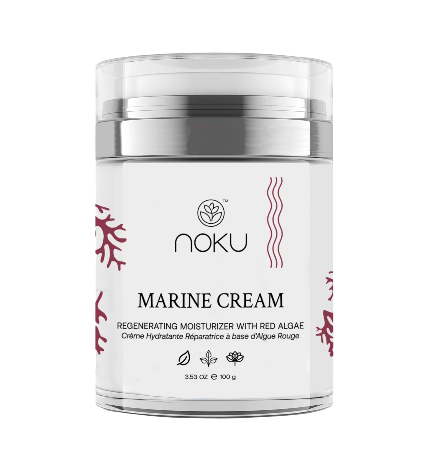 Noku Marine Cream 100ml Ultra-Hydrating Anti-Aging Moisturizer for Men & Women | Red Algae Vegan Collagen & Argireline Peptides | Airless Jar Vegan Cruelty-Free Award-Winning Skincare - Buy Online on GoSupps.com