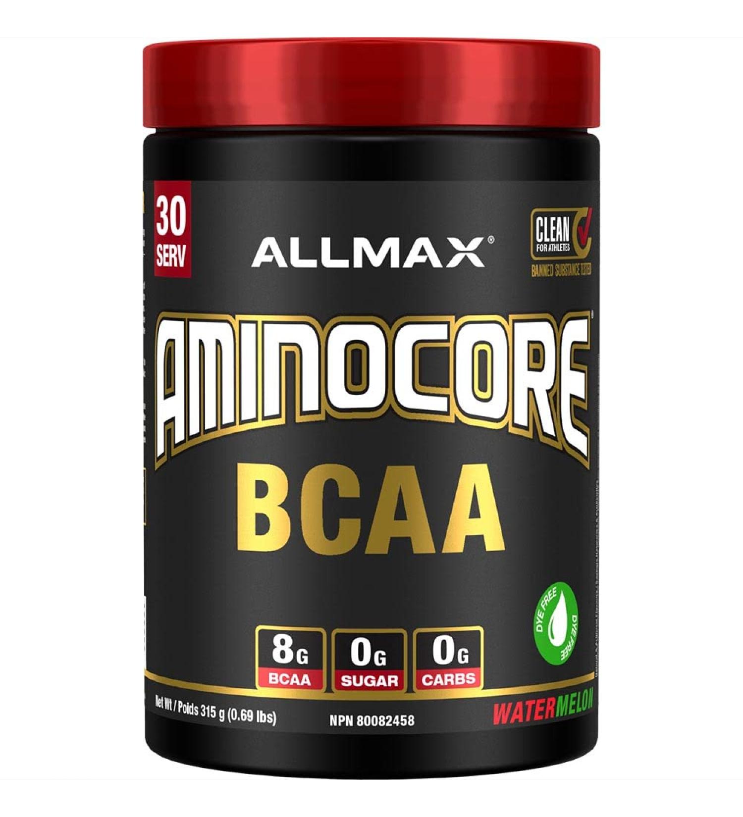 ALLMAX Nutrition Aminocore Bcaa - 8g Bcaas - 100% Pure Branch Chained Amino Acids - Gluten Free 315 gram Watermelon Watermelon 315 g (Pack of 1) 8g Bcaas - Buy Online on GoSupps.com