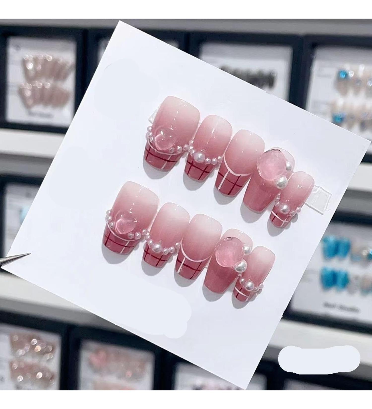 Removable and wearable nail art French Almond Ombre Handmade Press On Nails Long Acrylic False Nail Tips InNail (Color : 29131 Size : S) - Buy Online on GoSupps.com
