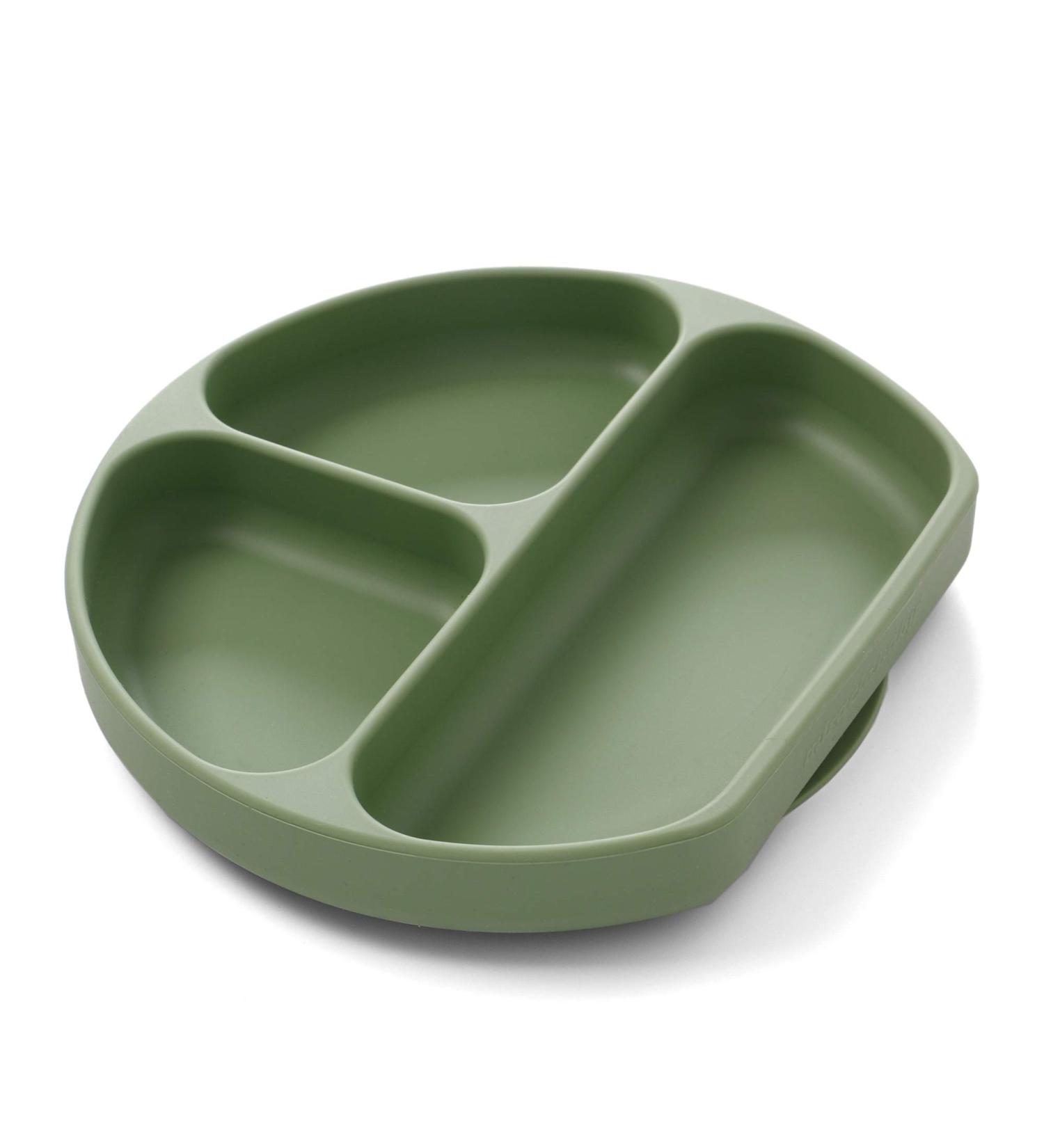 Baby Silicone Suction Divided Plate - Non Toxic, BPA Free, Waterproof, Dishwasher Safe - Green - Buy Online on GoSupps.com