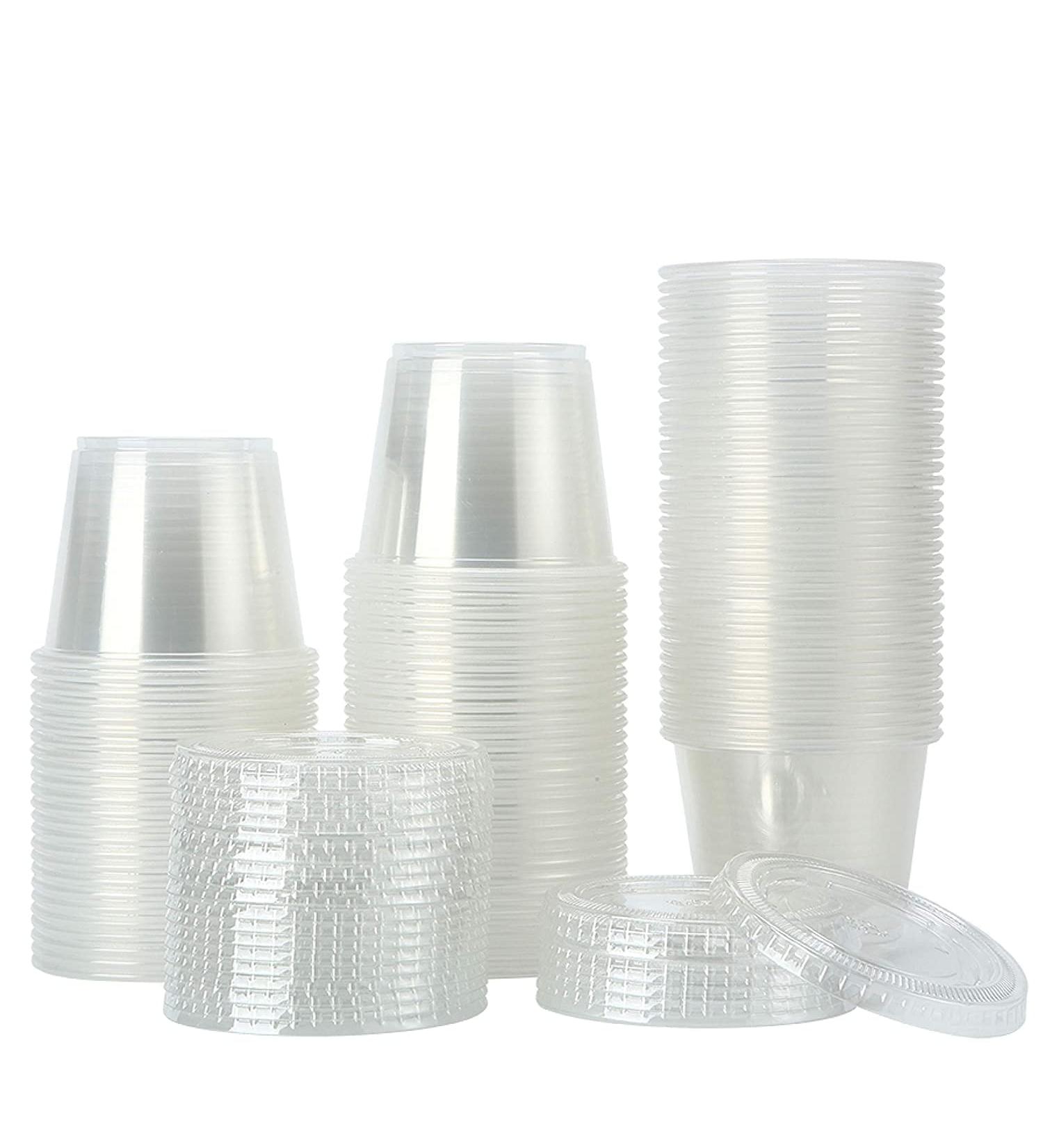 200 Sets 5.5oz Clear Plastic Disposable Portion Cups with Lids - Premium Small Containers for Souffle, Condiments, Jello Shots, Slime & Medicine - Buy Online on GoSupps.com