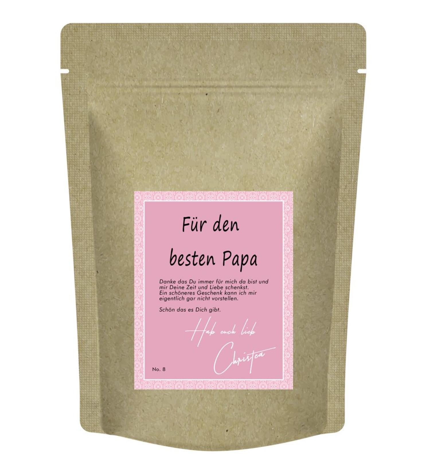 Quertee Christea T-Shirt "F r den besten Papa" - The Gift for My Dad - Thank You Are Always Here for Me - 70g of Handy Green Tea Packed in a Zip Pouch - From Christea