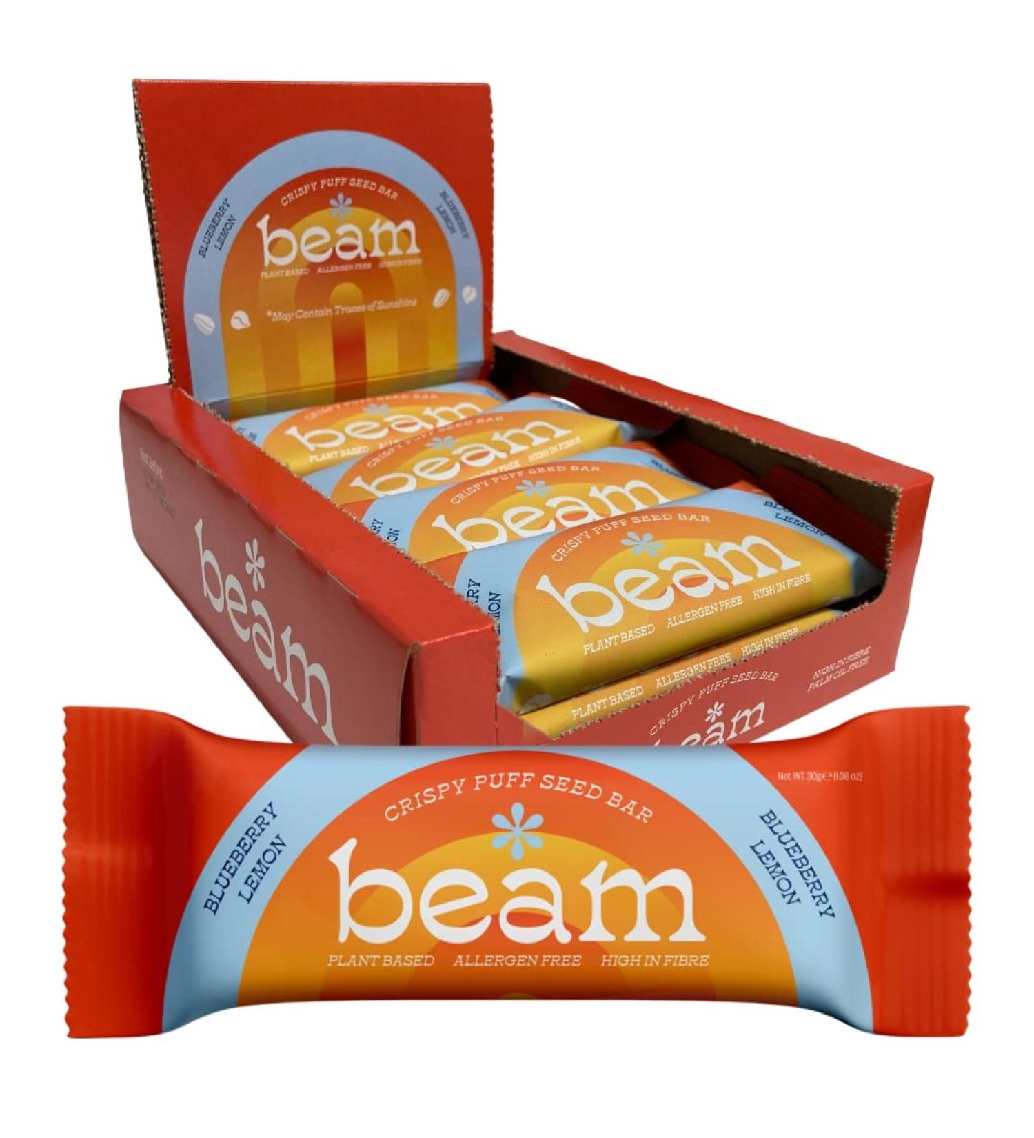 BEAM Blueberry Lemon Crispy Seed Bar | Nut-Free & Gluten-Free | Plant-Based High Fiber Snack (12 Bars) - Buy Online on GoSupps.com