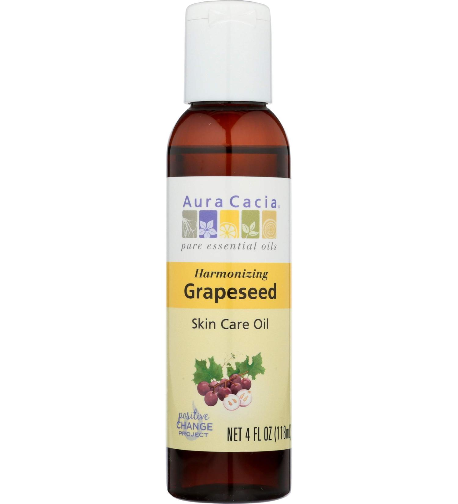 AURA CACIA Grapeseed Skin Care Oil 4 oz Nourish & Moisturize | Shop Internationally - Buy Online on GoSupps.com