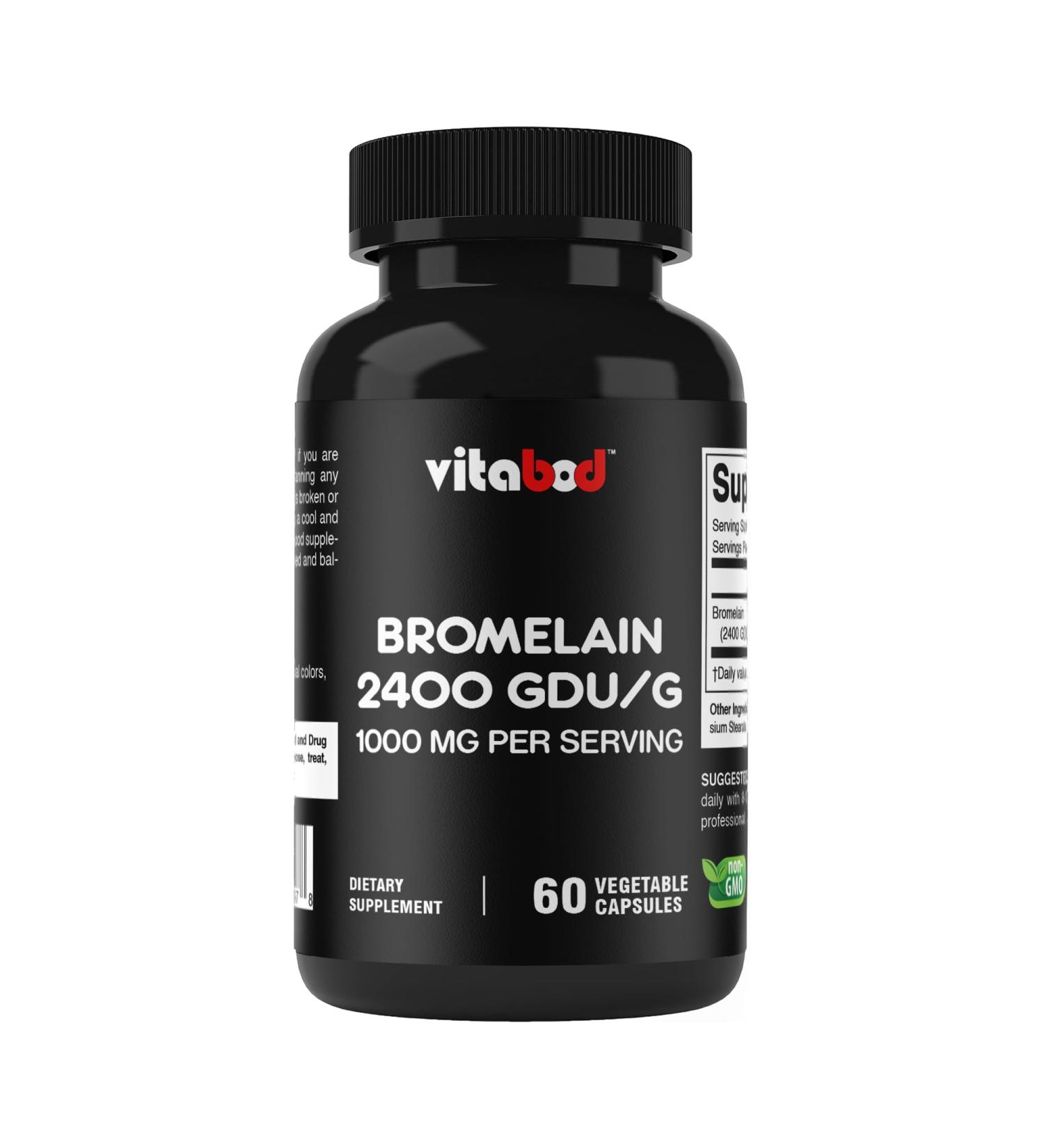 Bromelain Supplement 1000mg per Serving, 2400 GDU/g, Proteolytic Enzymes, Supports Digestion of Proteins, 60 Count - Non-GMO & Gluten Free 60 Count (Pack of 1) - Buy Online on GoSupps.com