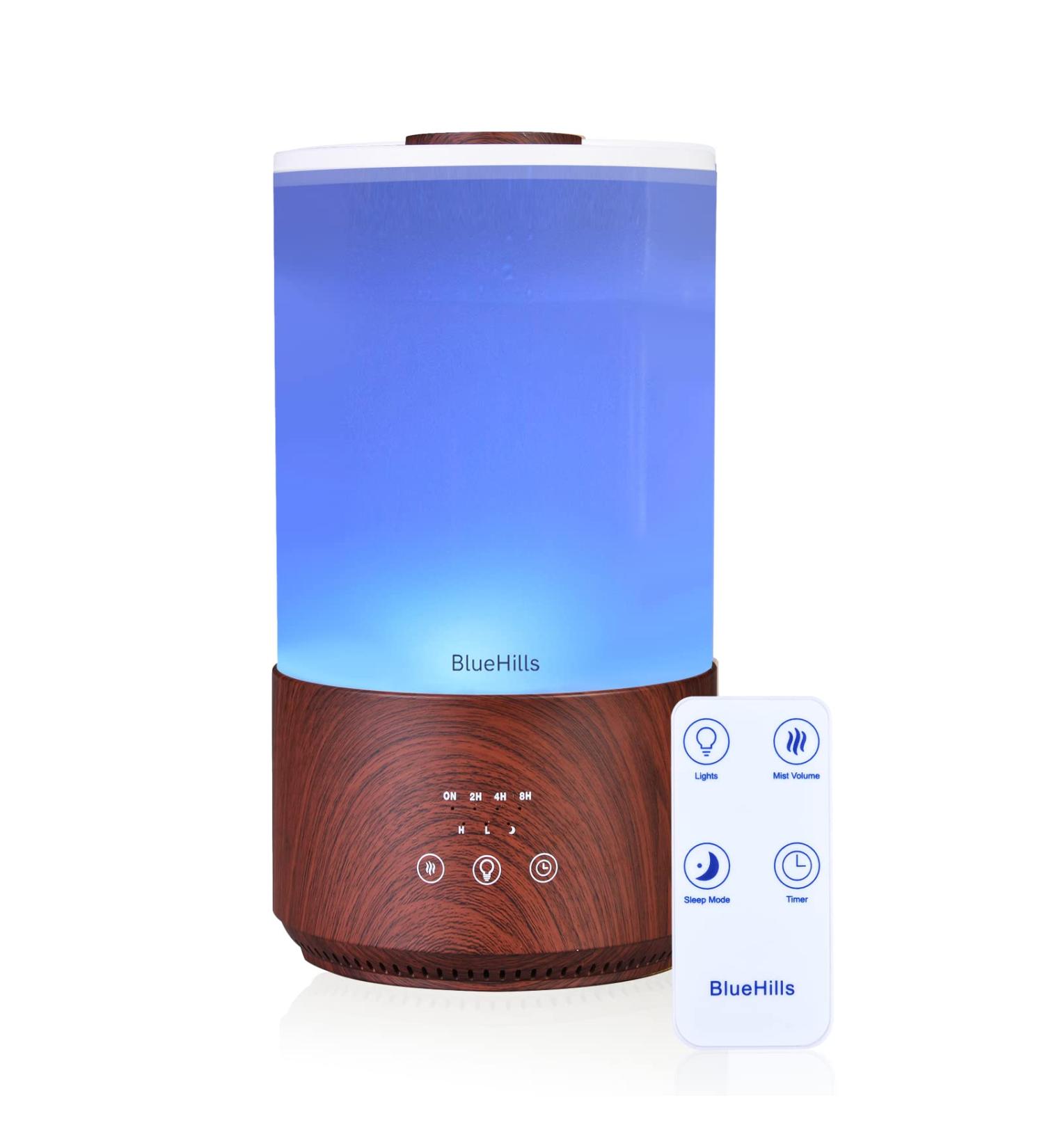 BlueHills Premium 4000ml Tall Essential Oil Diffuser 4L - Remote Timer, Aroma Humidifier, High Mist Output - Big Capacity for Large Room - Dark Wood Grain - T402 - Buy Online on GoSupps.com