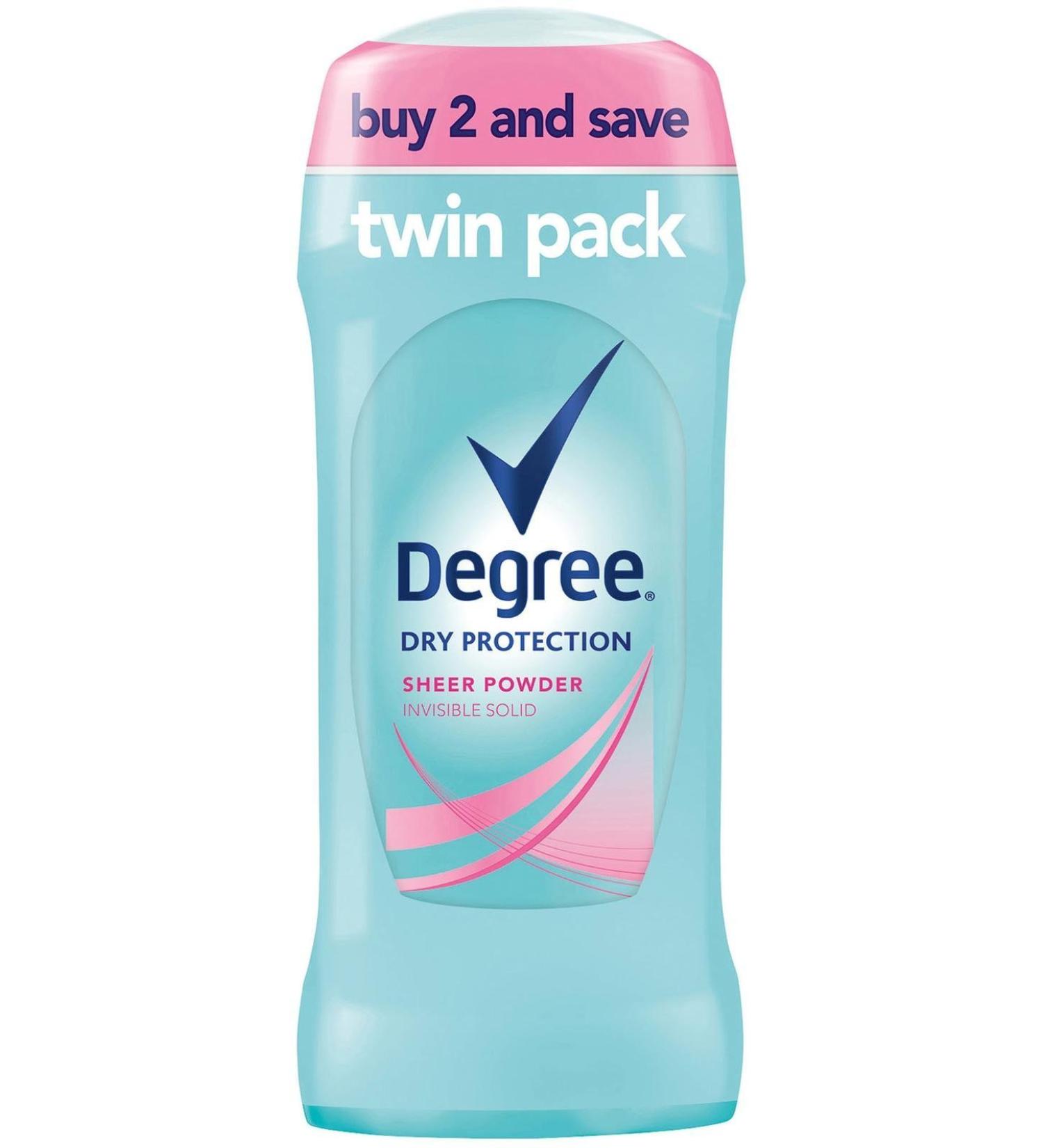 Degree Deodorant Sheer Invisible Solid Twin Pack - Powder - 2.6 oz