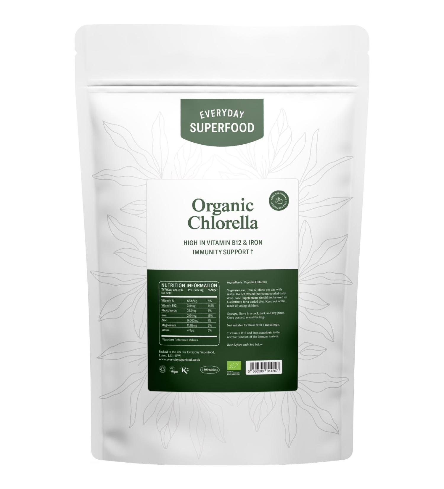 Organic Chlorella Tablets (1800 ct) Raw Broken Cell Wall Chlorella - Certified Vegan & Kosher - Buy Online on GoSupps.com