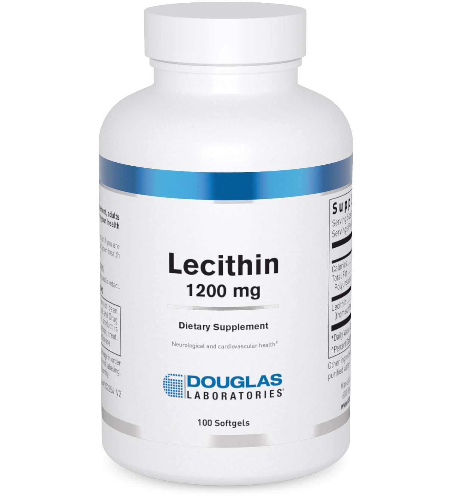 Douglas Laboratories Lecithin 1200 mg Softgels | Supports Fat & Cholesterol Metabolism | 100 Count - Buy Online on GoSupps.com