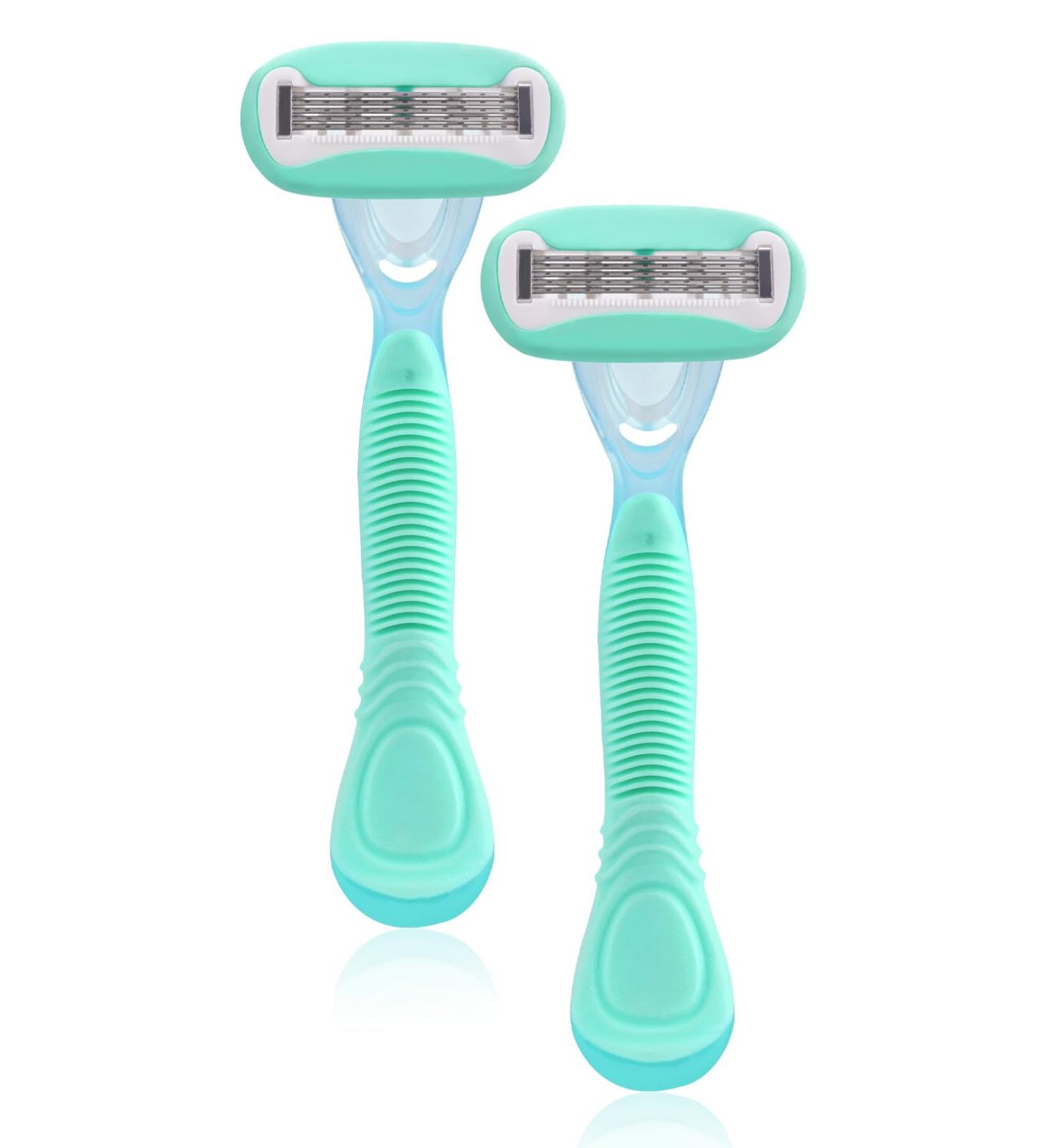Disposable Razors for Women - 5-Blade Full Body Hair Removal - 2 Pack Green - Buy Online on GoSupps.com