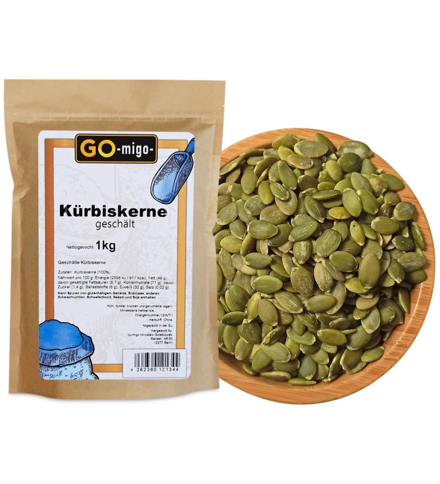 Premium Quality 1kg Natural Peeled Green Pumpkin Seeds - Shop Internationally! - Buy Online on GoSupps.com