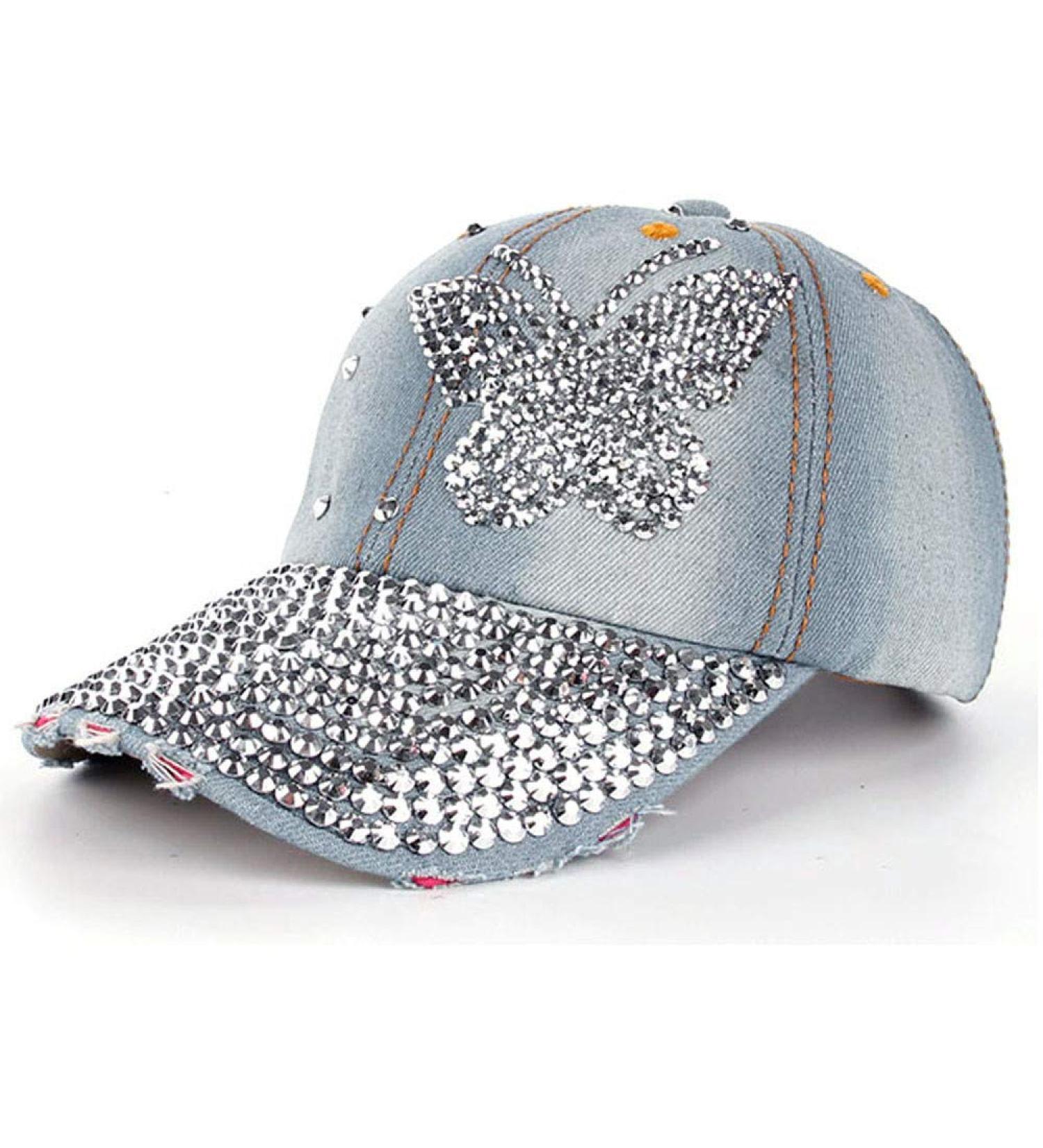 DUOWEI Flat Hip Men Snapback Women Rhinestone Cap Baseball Denim Hat Hop Baseball Caps A, One Size