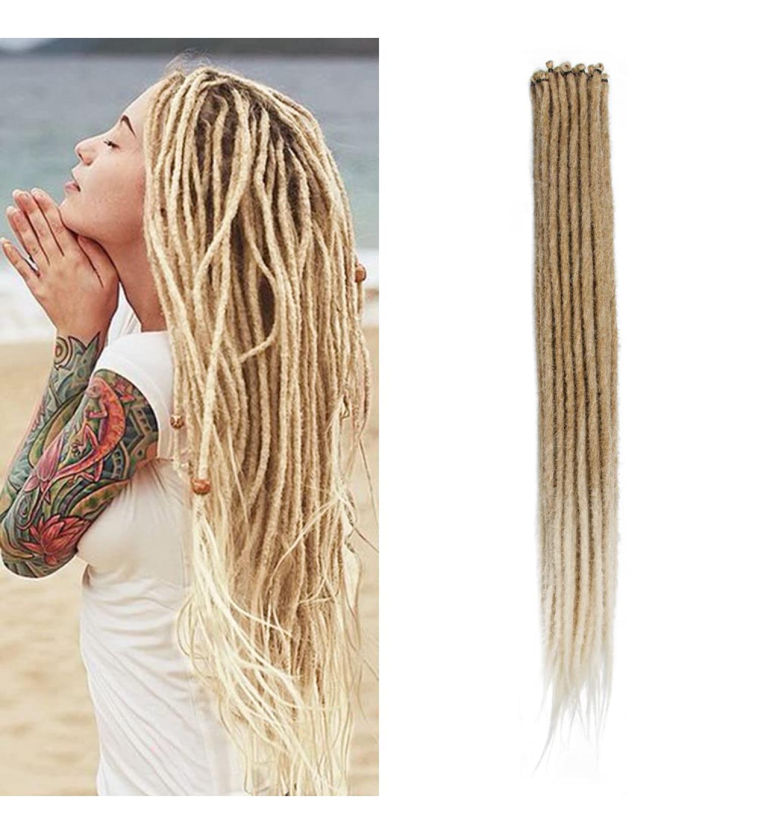 Handmade 20-Inch Thin Synthetic Dreadlock Extensions - 20 Strand Crochet Hair in MT27-613# - Soft Hip-Hop Style Braids for Women - Buy Online on GoSupps.com