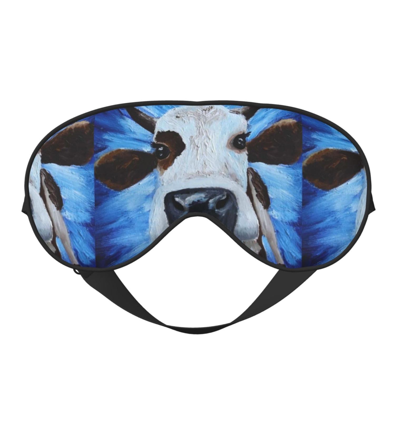 White Cow on Blue Oil Painting Sleep Mask | Adjustable Double-Sided Eye Mask | Soft Covers for Perfect Shading & Reduced Eye Edema - Shop Internationally - Buy Online on GoSupps.com