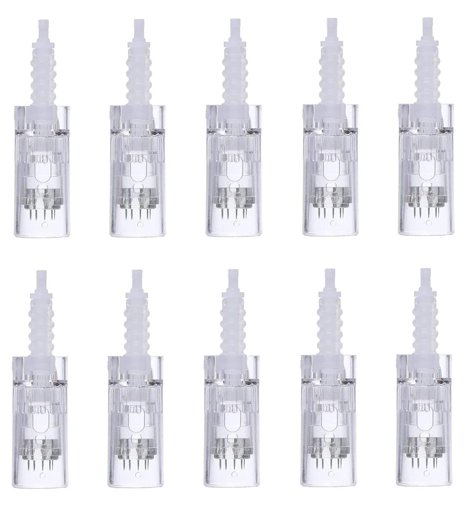 12 Pins Microneedling Pen Replacement Cartridges 10 Pcs - Derma Auto Pen Bayonet Slot Cartridges for Dr Pen M5 / M7 / N2, Angel Kiss A9 / S65 / K3892, Disposable Replacement Accessories