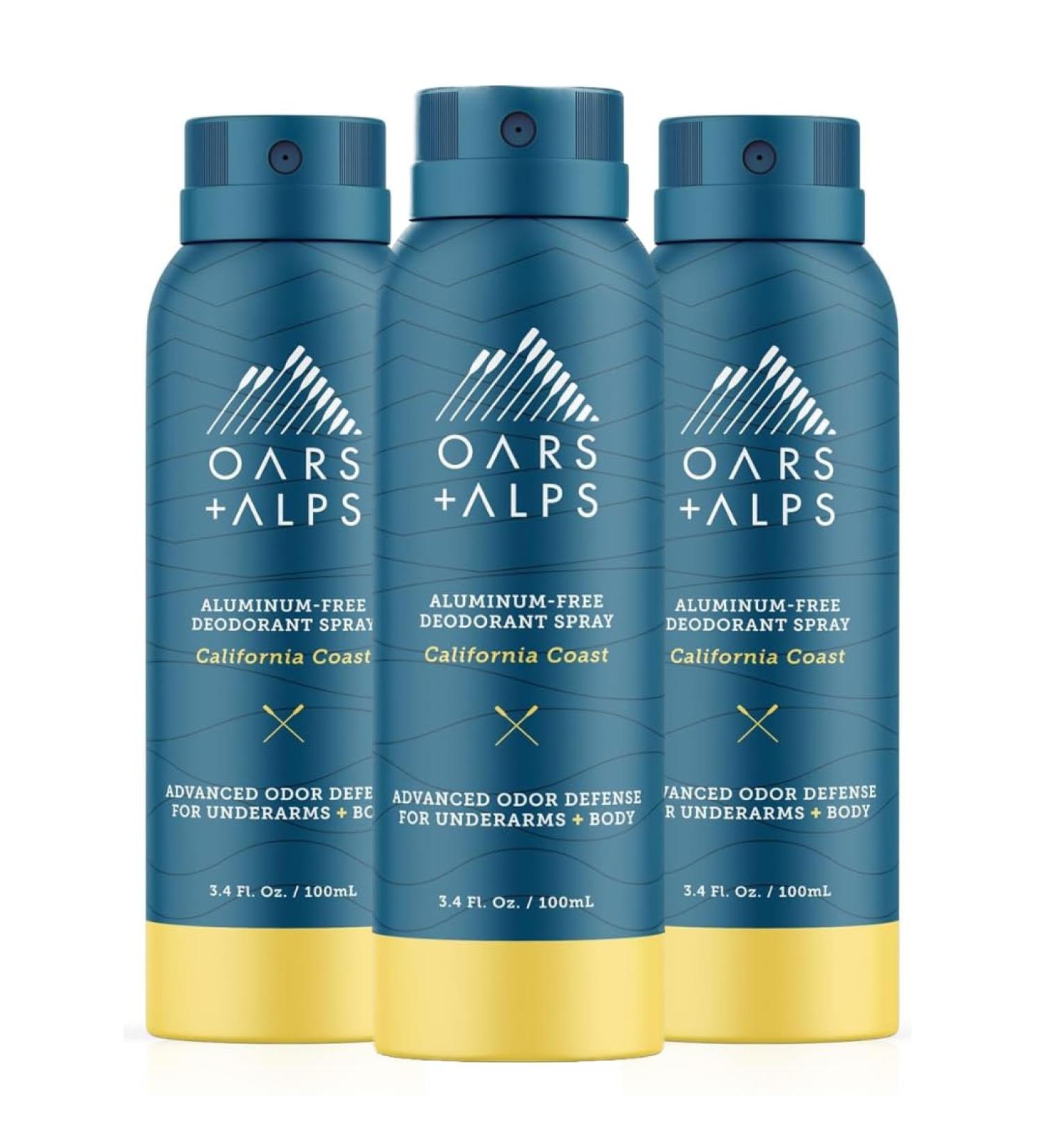 Oars + Alps Spray Deodorant for Men and Women Aluminum Free Deodorant and Full Body Spray California Coast 3ct California Coast 3.4 Fl Oz (Pack of 3) - Buy Online on GoSupps.com