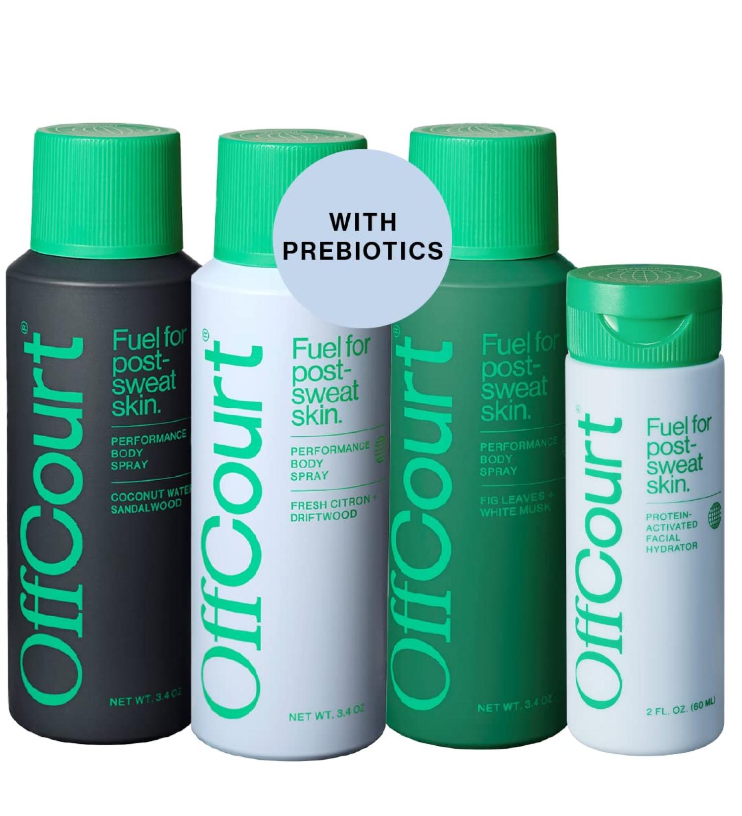 OffCourt - Deodorant Body Spray 3 Pack in Scents of Sandalwood Citrus and Fig Leaves Bundled with Facial Moisturizer - Buy Online on GoSupps.com