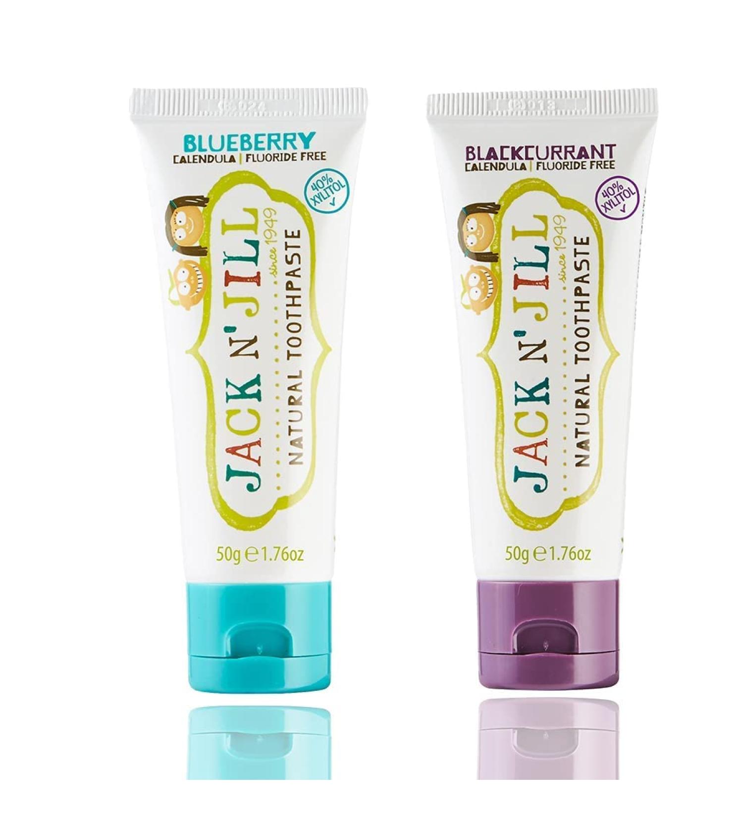 Jack N' Jill Kids Natural Toothpaste Fluoride Free Toothpaste Helps Soothe Gums and Fight Tooth Decay Toothpaste for Baby Toddler and Children 6 Months Plus Blackurrant and Blueberry Bundle 2x50g Blackcurrant and Blueberry 50 g (Pack of 2) - Buy Online on GoSupps.com