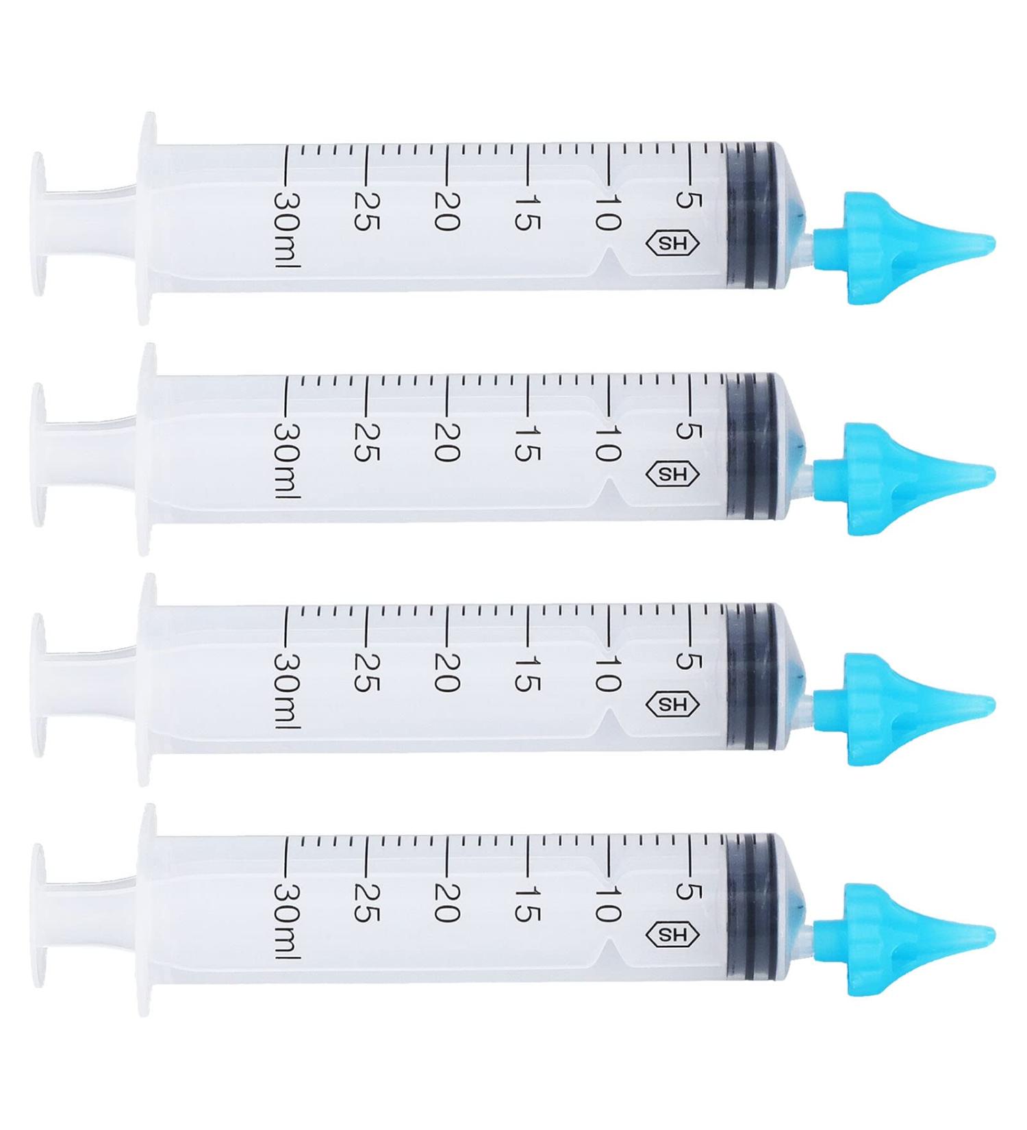 Extended Head Ear Syringe Set - Portable Wax Remover - 20ml & 30ml - Soft Tip - 4 Pieces - Buy Online on GoSupps.com