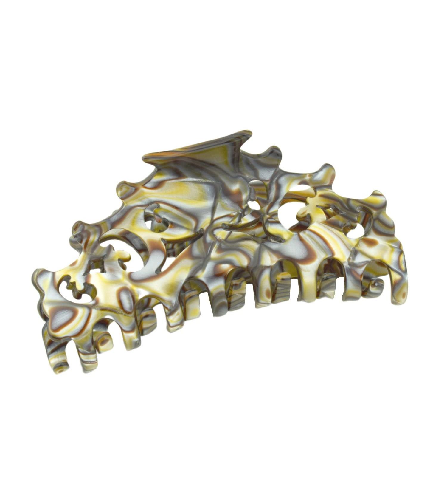 Handmade French Amie Beau Medium Celluloid Silver Grey Onyx Hair Claw Clip - Buy Online on GoSupps.com