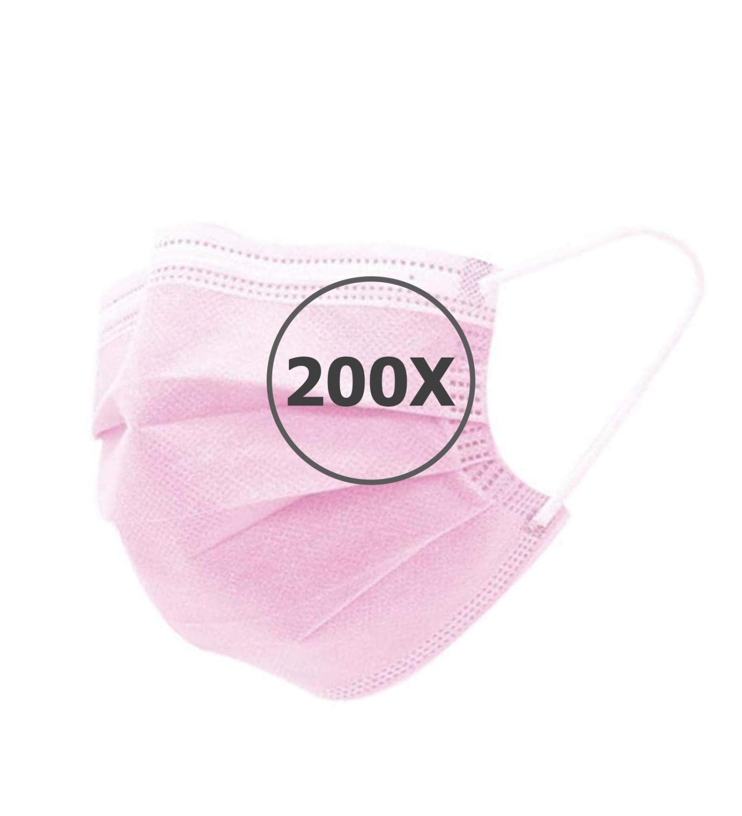 TBOC Disposable Hygiene Mask - 200 Pink 3-Layer Polypropylene Masks | Soft Lightweight & Breathable with Nose Clip for Optimal Comfort - Buy Online on GoSupps.com