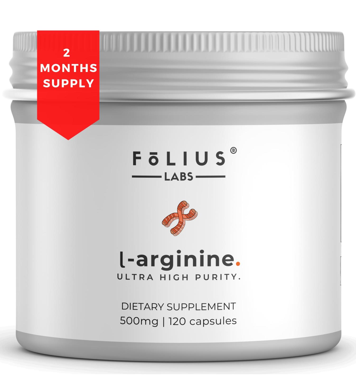 FOLIUS LABS L-Arginine 1000mg Supplement for Men and Women - Supports Nitric Oxide Production - Supports Blood Circulation - Pre Workout Amino Acid Supplement (120 Capsules) - Buy Online on GoSupps.com