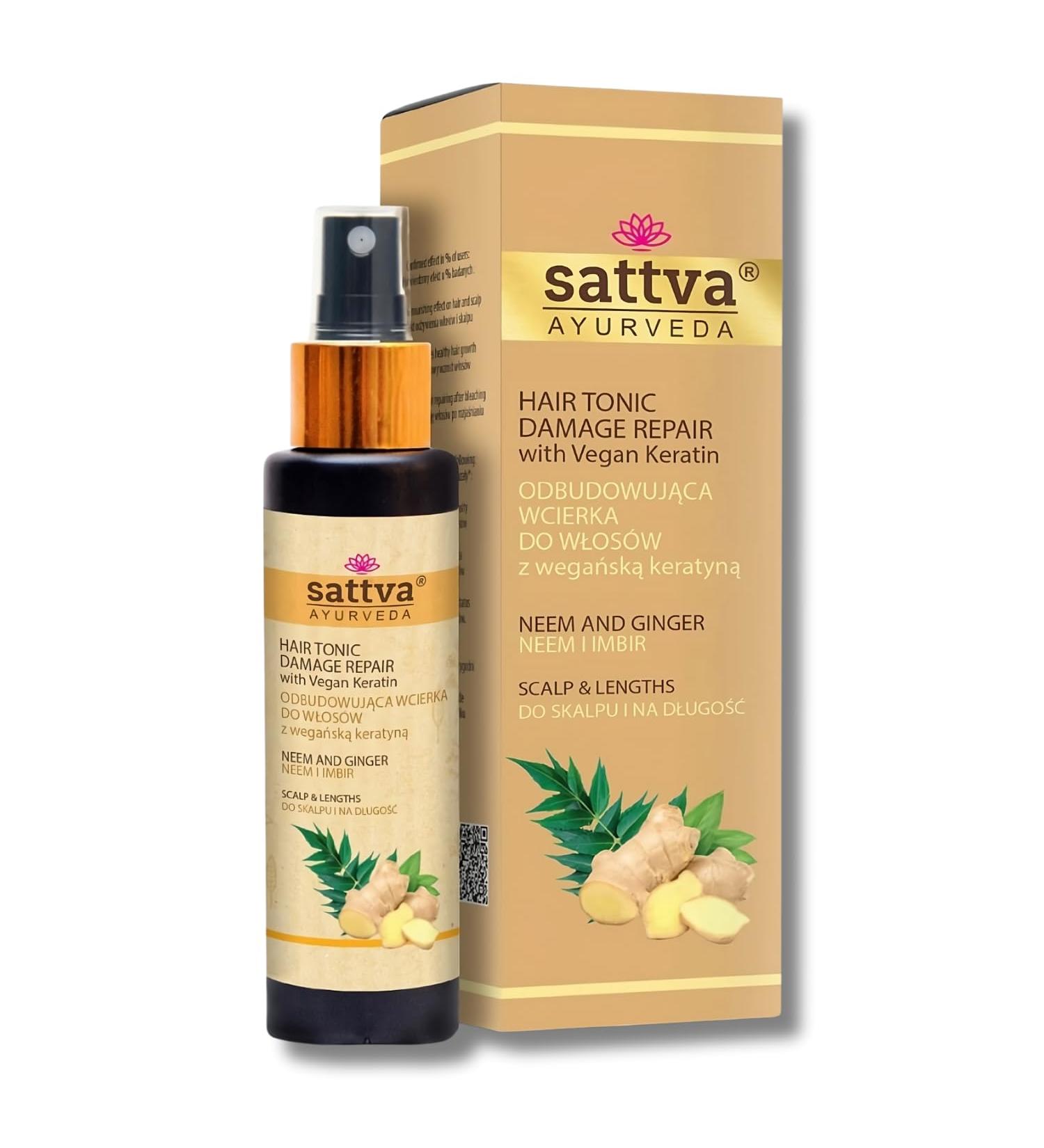 SATTVA Vegan Keratin Hair Tonic Repair & Volume Natural Scalp Tonic for Dry & Itchy Scalp Alcohol Free Dermatologically Tested (Neem) - Buy Online on GoSupps.com