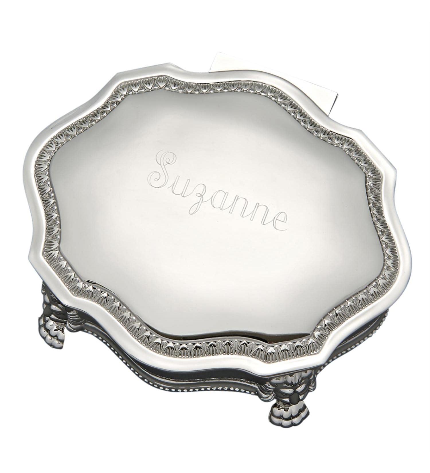 Victorian Style Scroll Non Tarnish Nickel Hinged Jewelry Box