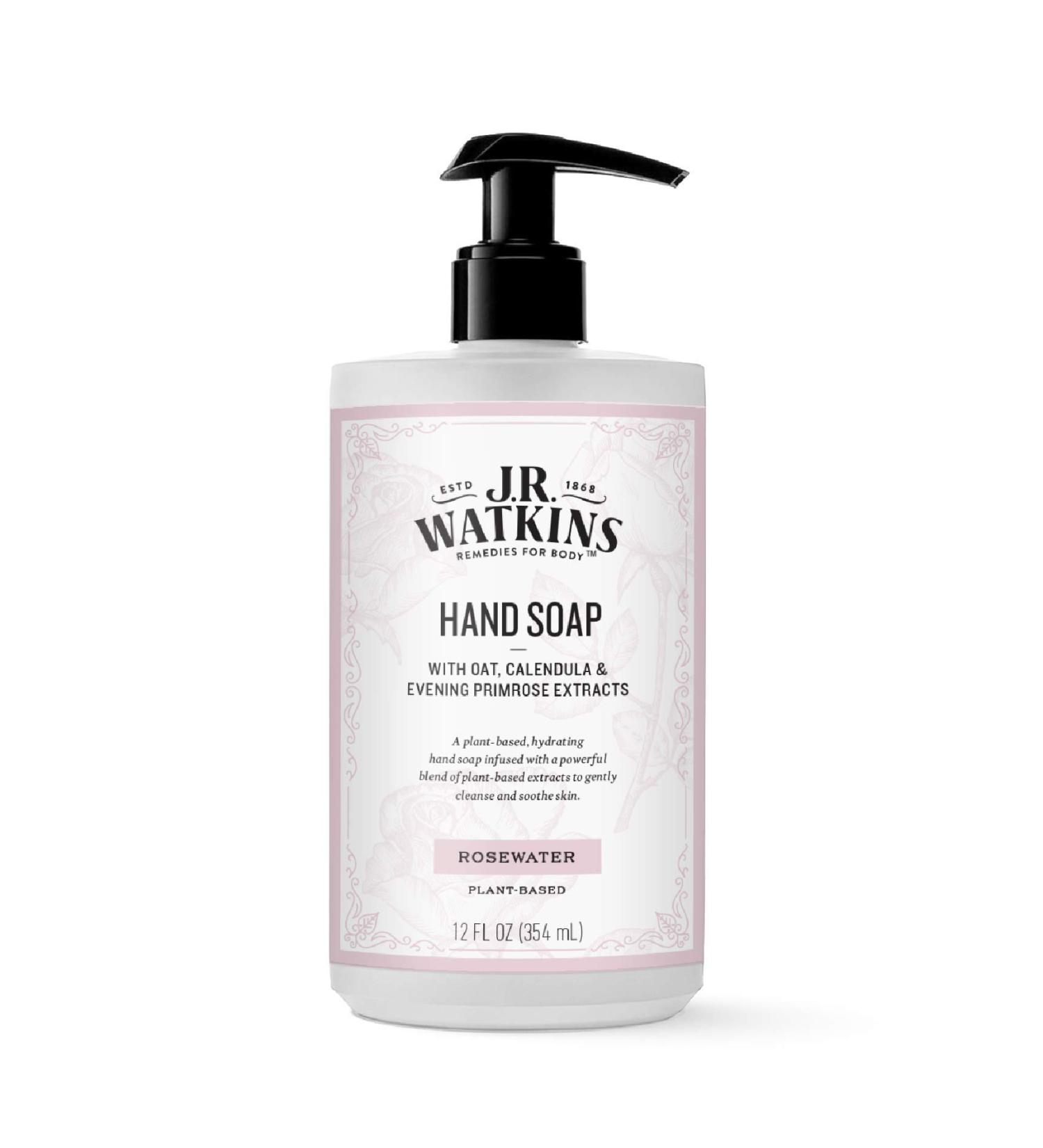 J. R. Watkins Rosewater Moisturizing Gel Hand Soap - 12 oz Pump - Plant-Based Ingredients - 1 Pack - Buy Online on GoSupps.com