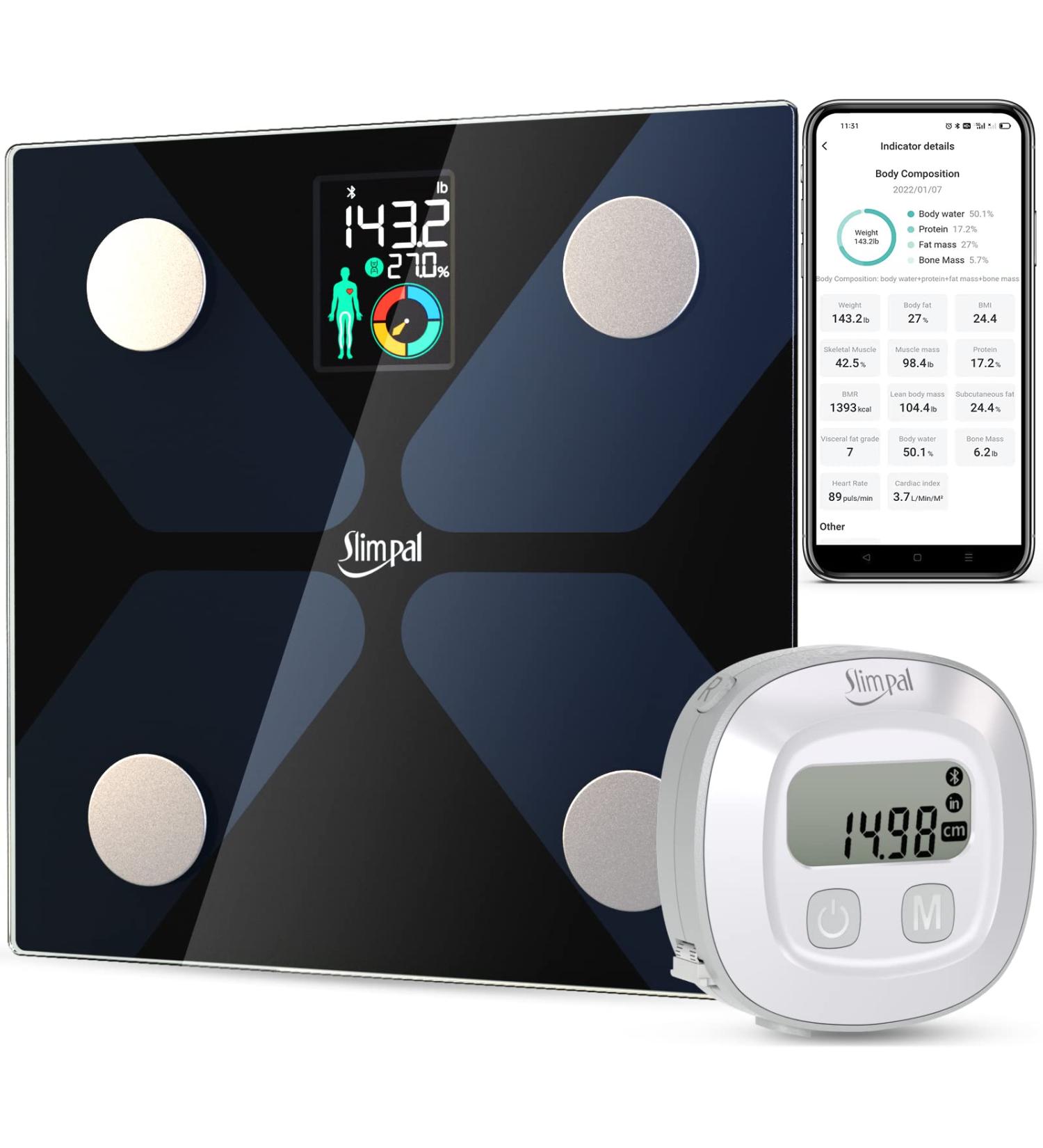 Slimpal Body Fat Measuring Tape & Smart Scale | Digital Bathroom Scale for Weight & Fat | Body Composition Analyzer - Buy Online on GoSupps.com