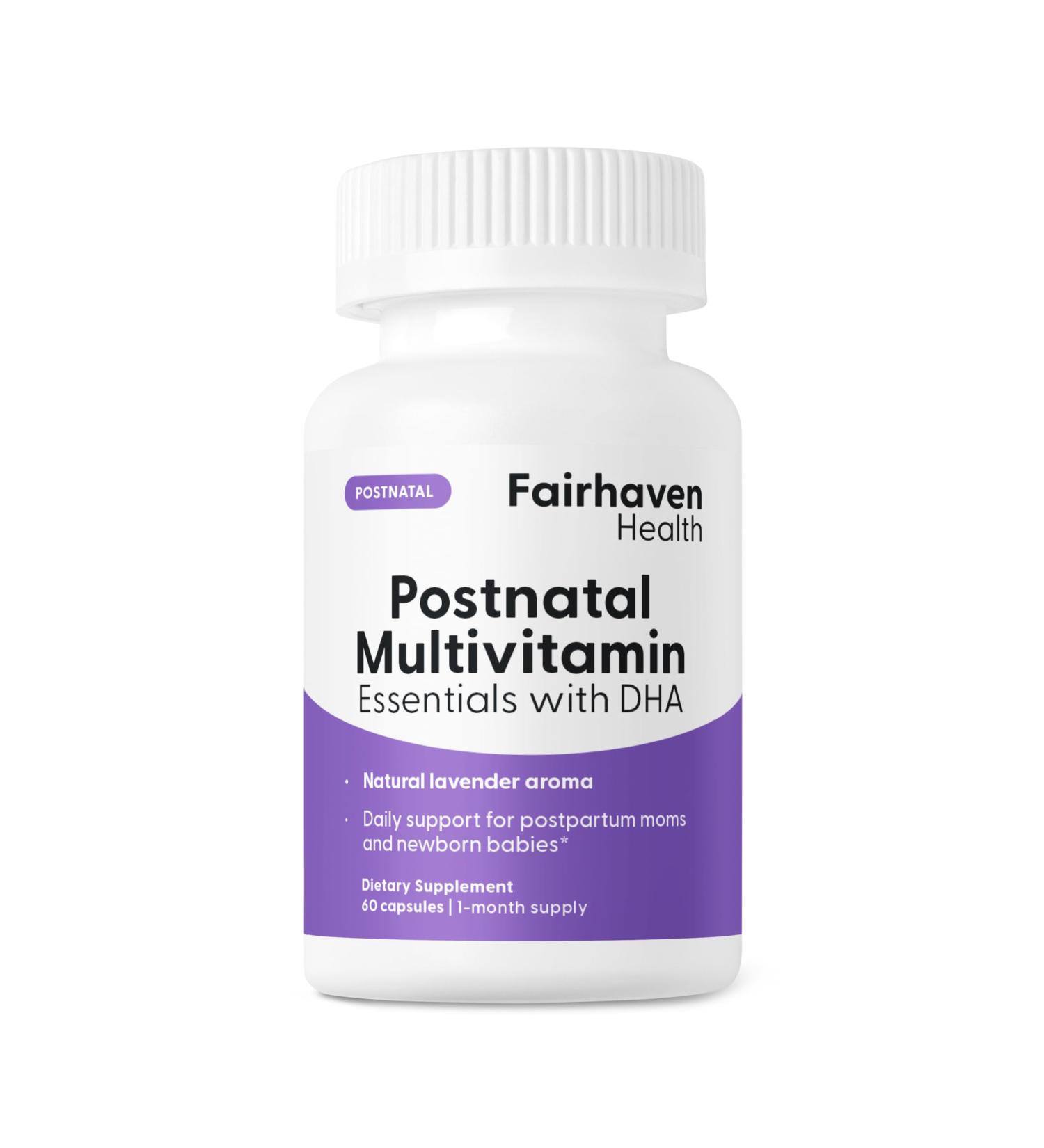 Fairhaven Health Postnatal Multivitamin Essentials | Vegan Daily Multivitamin for Postpartum Women | Breastfeeding Mother and Baby Development Support | Gluten Dairy Soy Free | Non-GMO | 60 Capsules - Buy Online on GoSupps.com