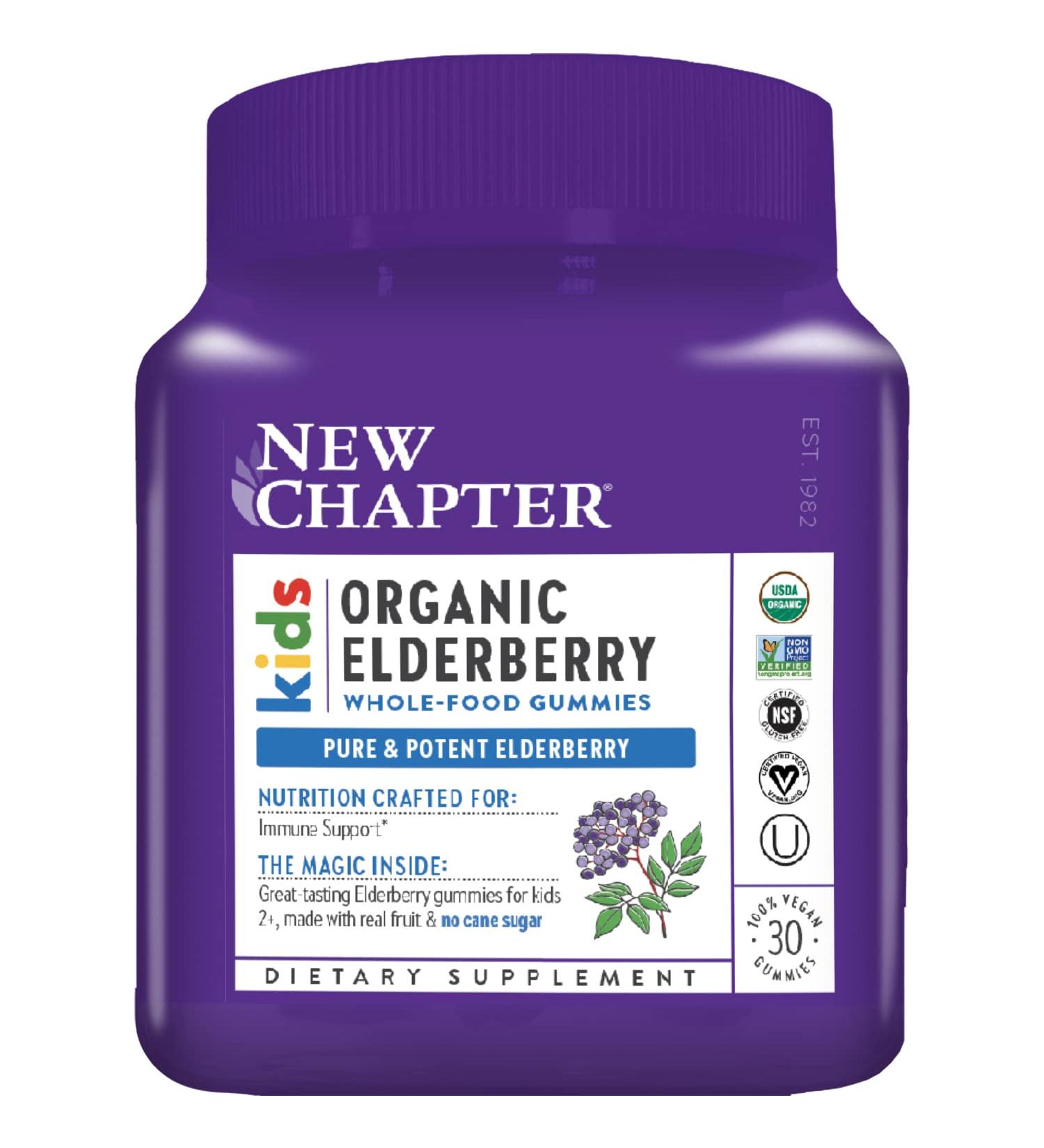 New Chapter Kids Organic Elderberry Gummies - Vegan, Whole-Food, 30 Count, Ages 2+ - Buy Online on GoSupps.com