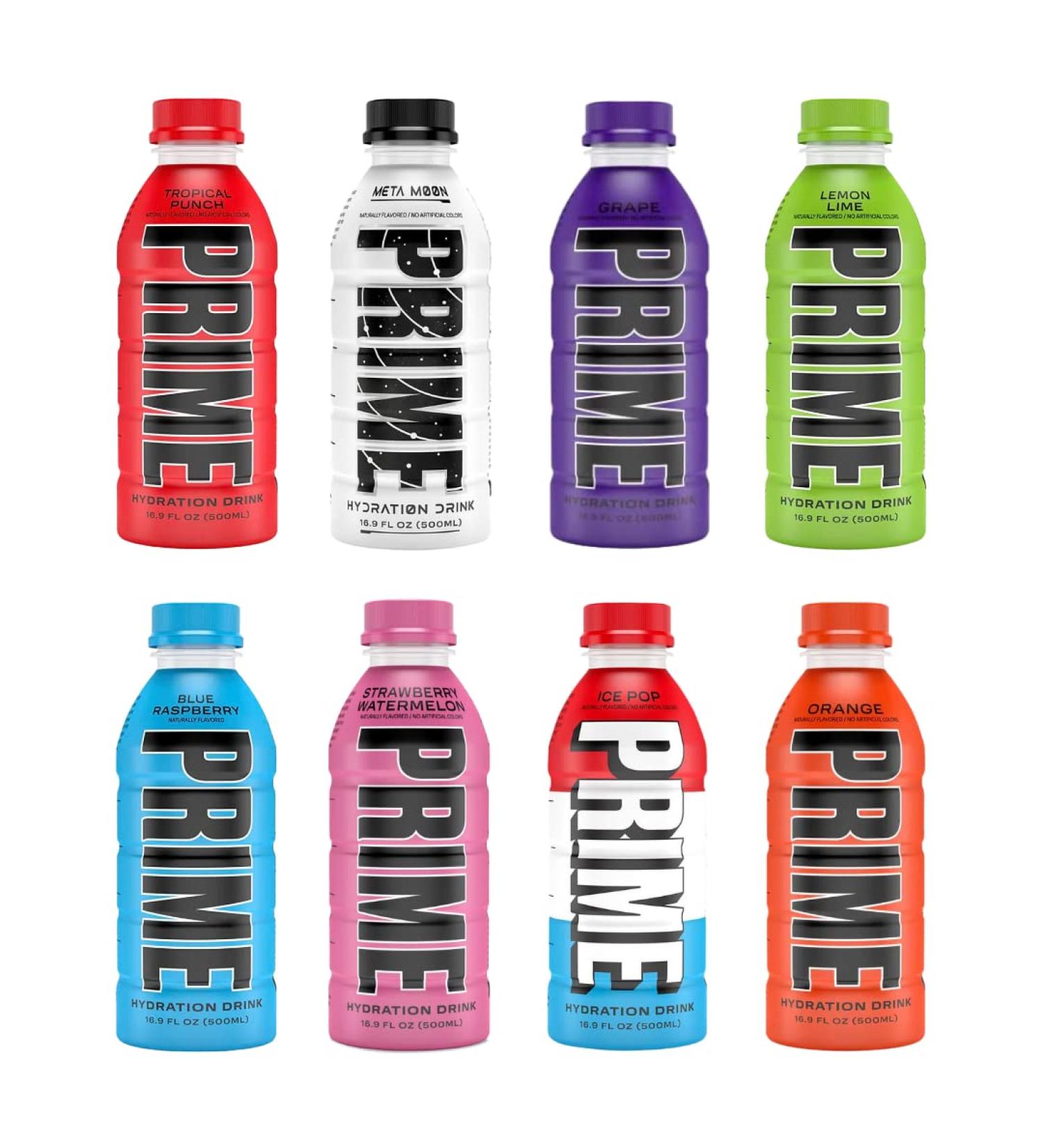 Prime Hydration Sports Drink Variety Pack - 8 Flavors Including Energy and Electrolytes - 16.9 Fl Oz (8-Pack) - Buy Online on GoSupps.com