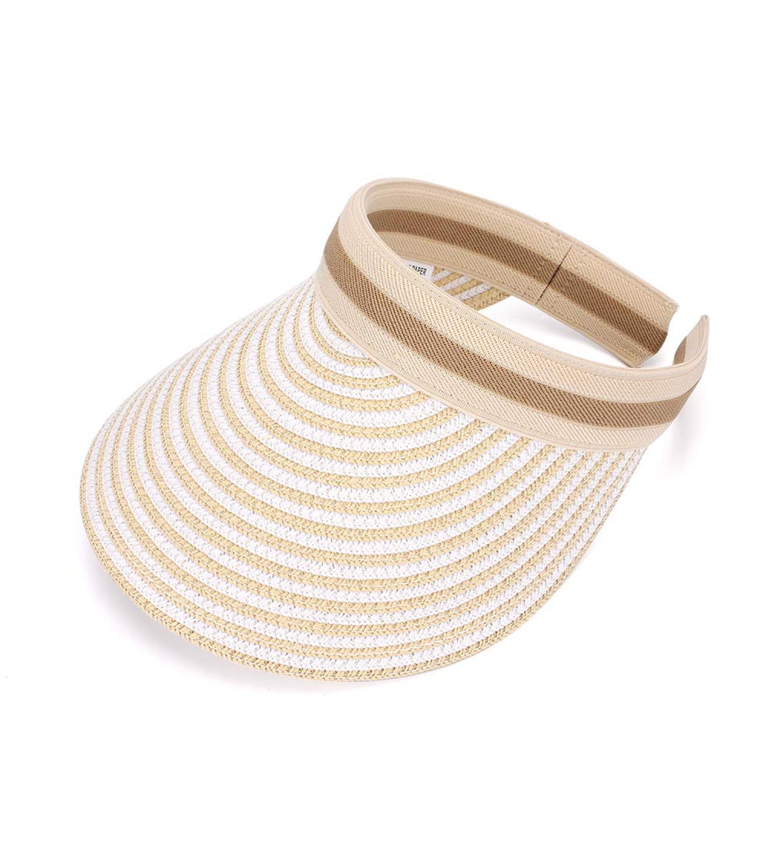 MK MATT KEELY Women's Large Brim Straw Sun Hat - Beige Striped Golf Summer Hat | Perfect for UV Protection & Style - Buy Online on GoSupps.com