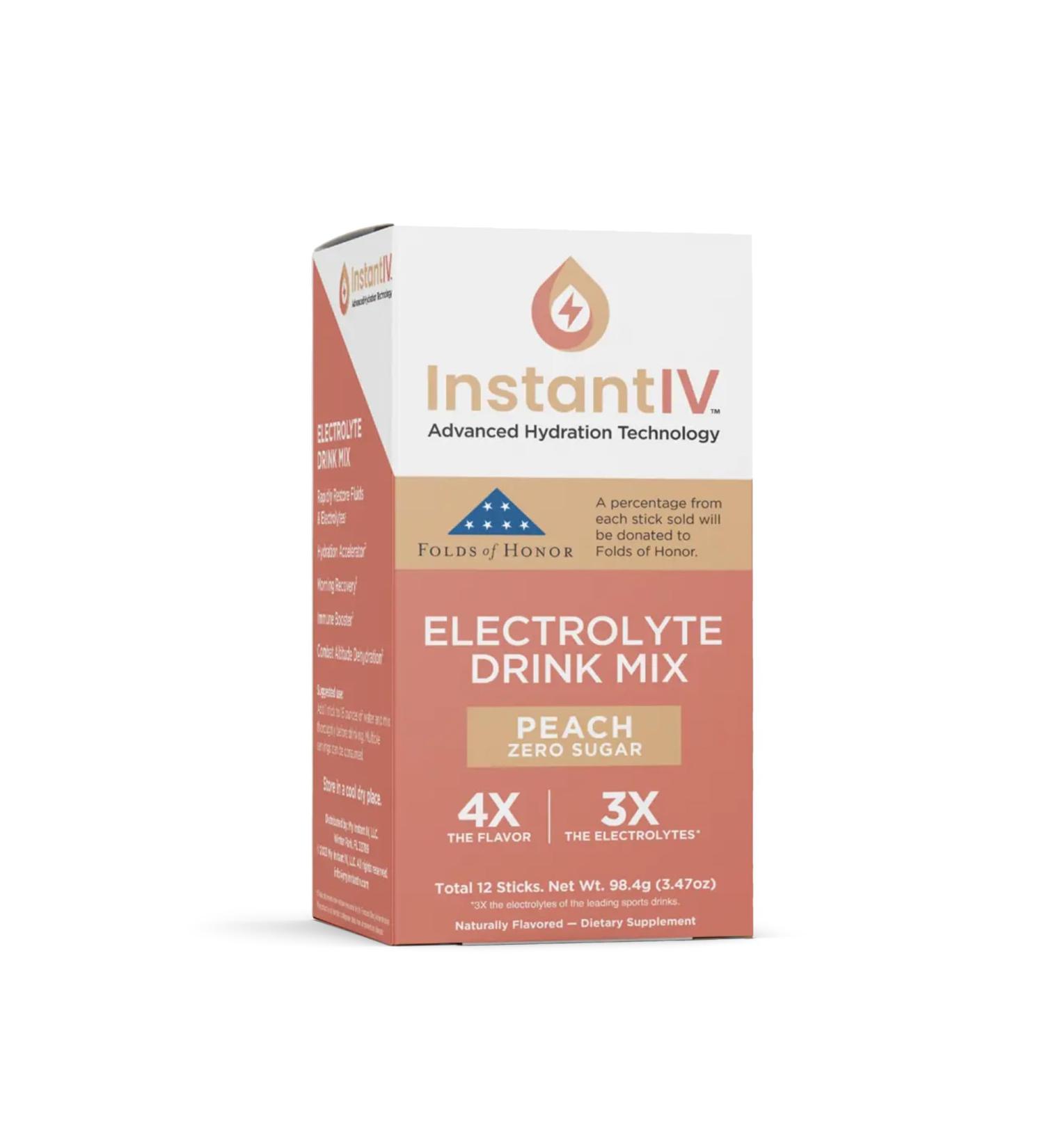 Electrolytes Powder - 3X Electrolytes, Zero Sugar with Vitamin C, B3, B6, Electrolytes Powder Packets for Hydration, Recovery & Immunity, Vegan & Gluten Free | Peach - 12 Packets - Buy Online on GoSupps.com
