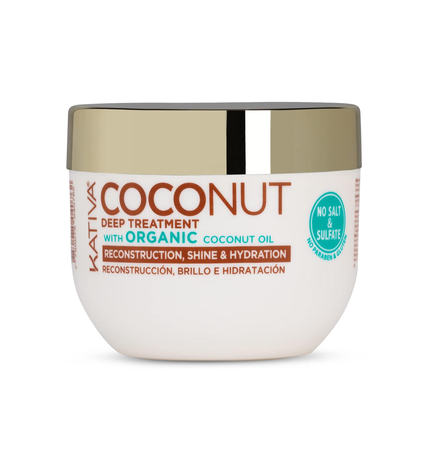 Kativa Organic Coconut Deep Treatment Mask - 8.45 Fl Oz | Repair & Rebuild Damaged Hair | Sulfate, Gluten & Paraben Free - Buy Online on GoSupps.com