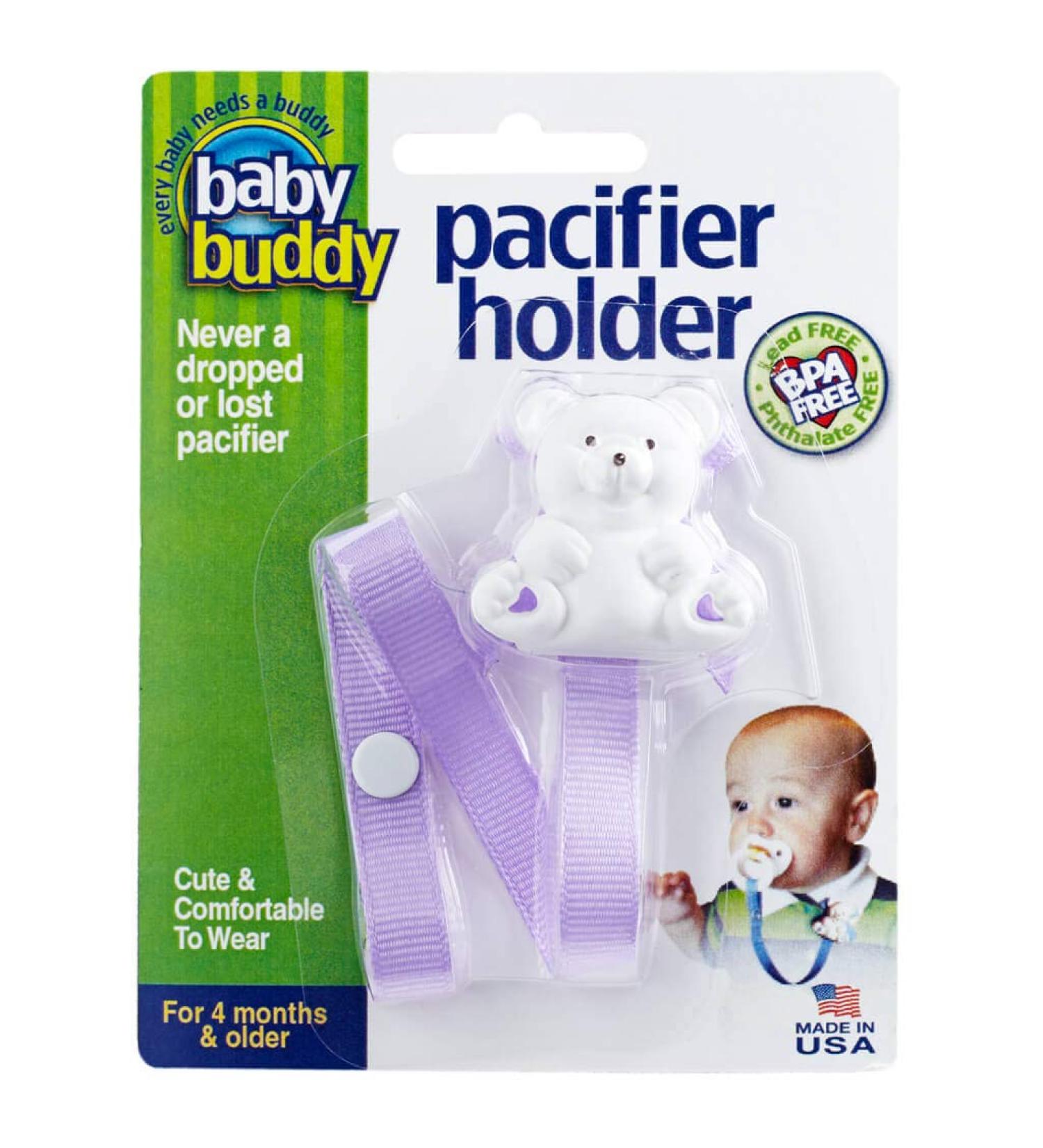 Baby Buddy Bear Pacifier Holder Clip Teether & Toy Clip for Babies 4 Months+ Lilac Must-Have for Toddlers | Secure Pacifier & Teether to Baby's Shirt - Buy Online on GoSupps.com