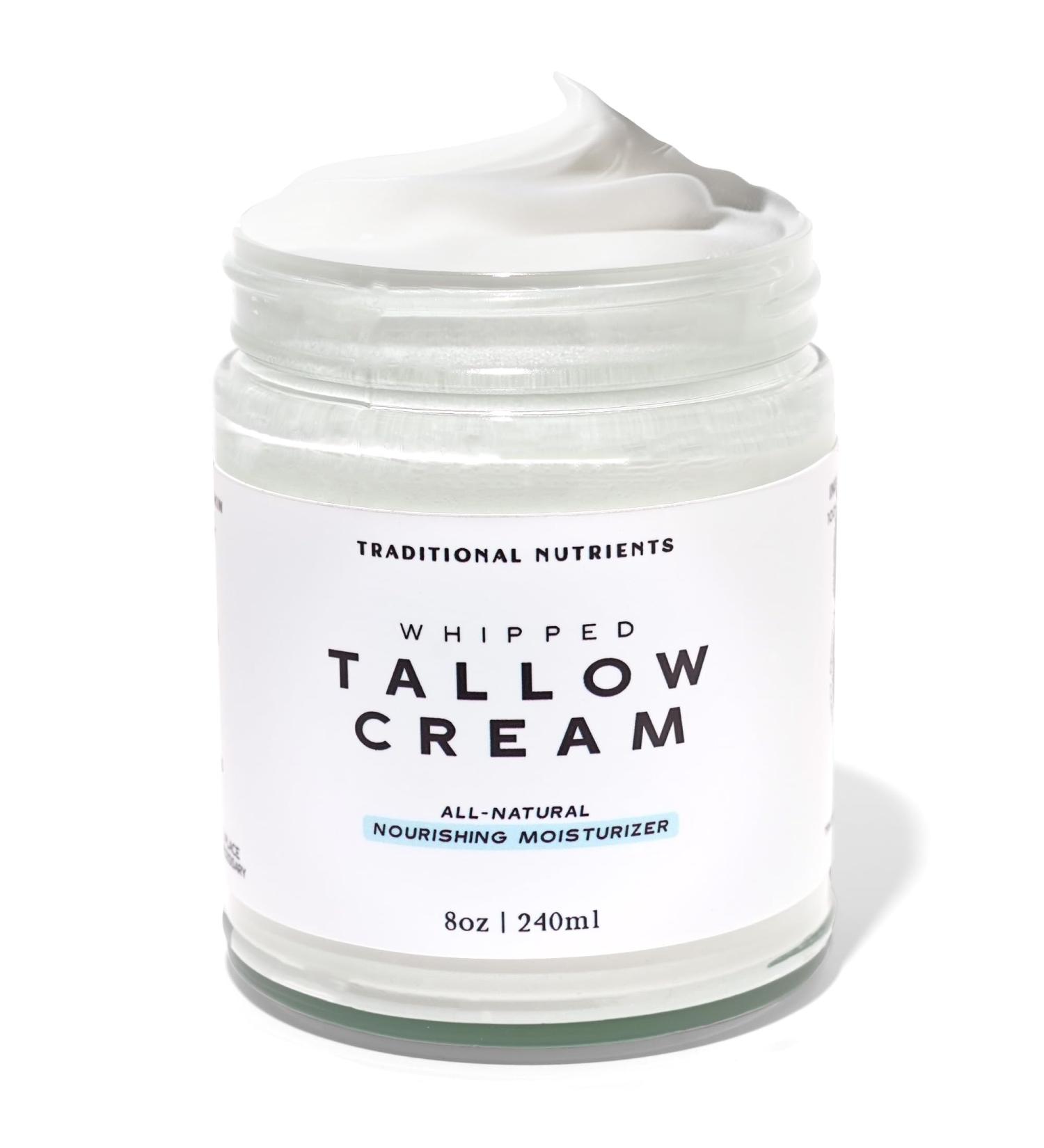 Whipped Tallow Skin Cream - Grass Fed No Additives 8 oz Tallow Face & Body Lotion in Glass Jar - Buy Online on GoSupps.com