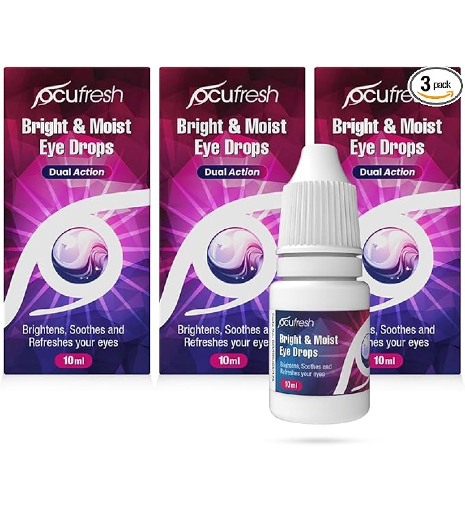  3pack Ocufresh Brightening Eye Drops | Eye Drops for Tired & Dry Eyes | Sterile & Lab Tested 3 Pack - Buy Online on GoSupps.com