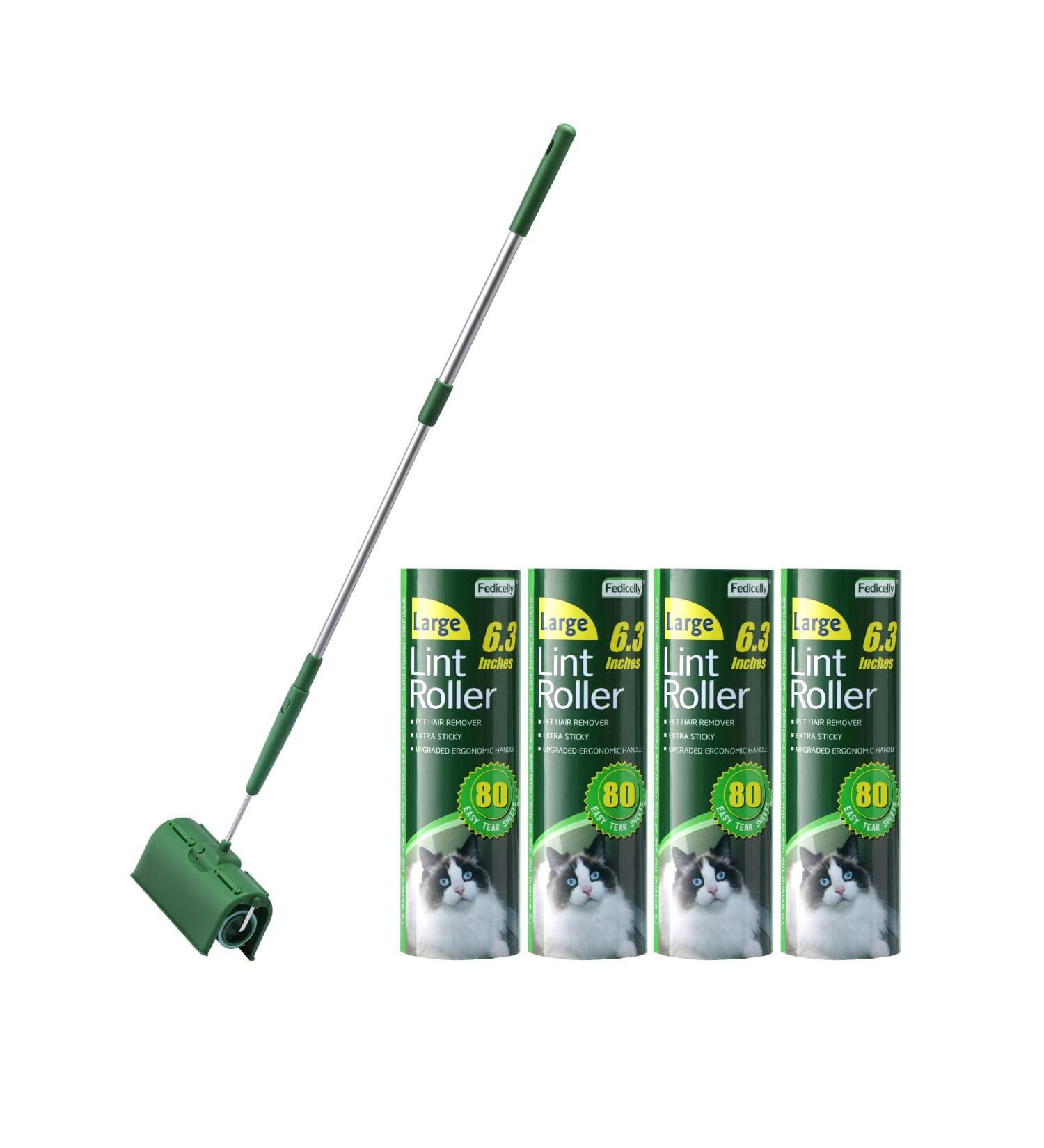 Fedicelly Large Lint Roller for Pet Hair Removal - 320 Extra Sticky Sheets - Giant Brush for Clothes, Furniture, and Carpet - Extendable Handle - 6.3 inches Wide - Buy Online on GoSupps.com