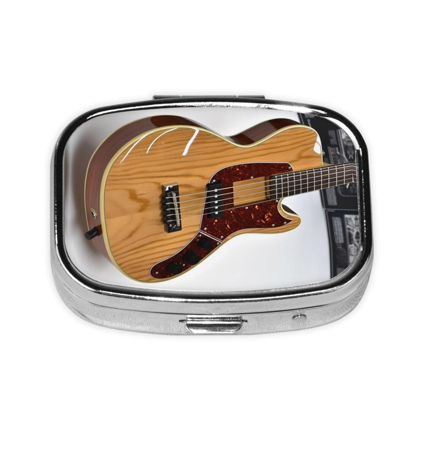 Buy Guitar Pill Box Organizer - Cute 2 Compartment Travel Pill Case for Purse & Gifts | International Shipping Available - Buy Online on GoSupps.com