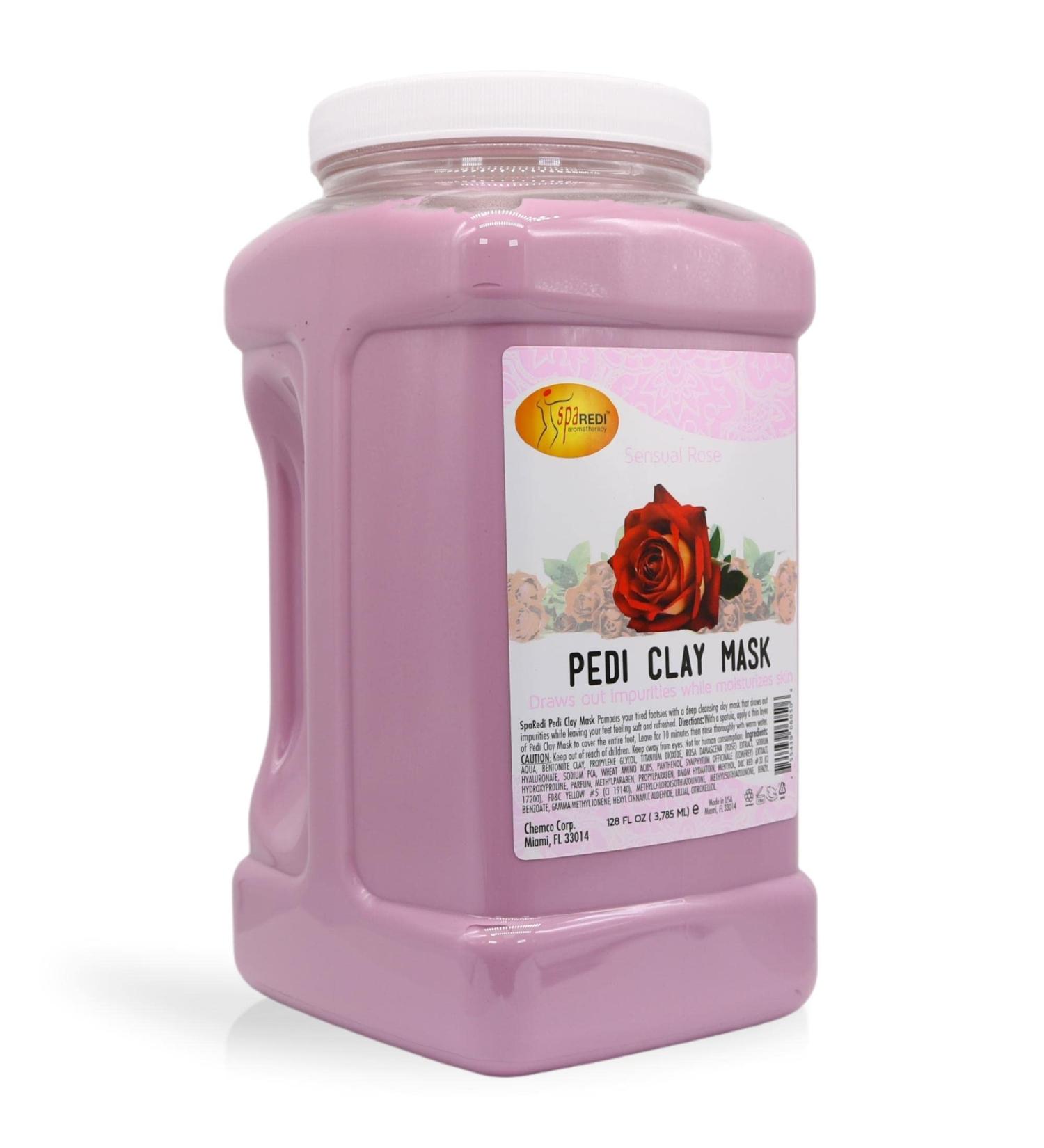 SPA REDI - Clay Mask  Sensual Rose  128 Oz - Pedicure and Body Deep Cleansing  Skin Pore Purifying  Detoxifying and Hydrating - Natural Bentonite Clay  Infused with Sensual Rose 128 Fl Oz (Pack of 1)