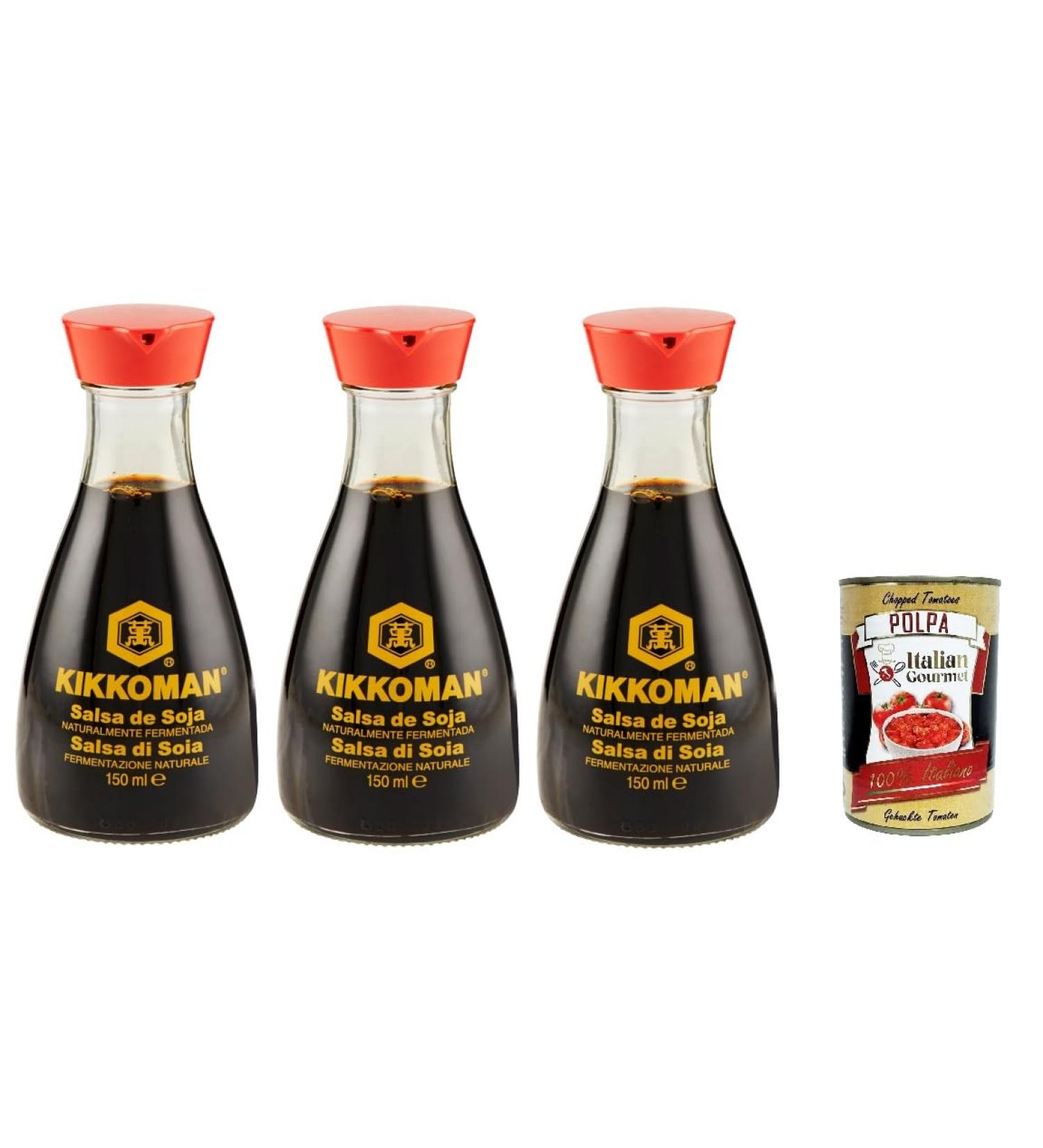  Italian Gourmet E.R. Kikkoman Natural Fermented Soy Sauces 150ml + Polpa Italian Gourmet 400g - Buy Online on GoSupps.com