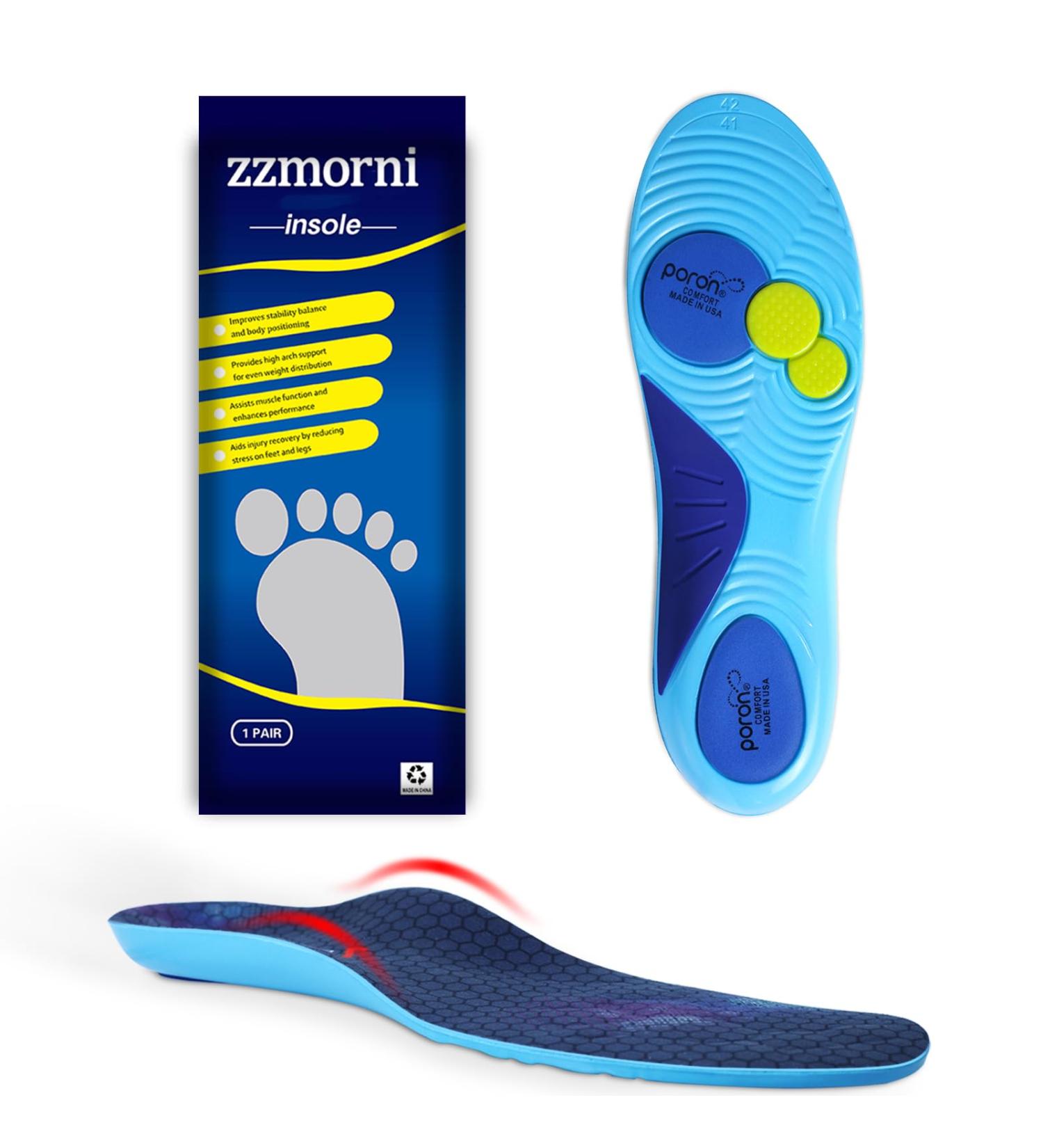 Premium Plantar Fasciitis Insoles - Arch Supports & Orthotic Inserts for Flat Feet High Arch Foot Pain Relief | Men's 12.5-13.5 Women's 14-15 - Blue - Buy Online on GoSupps.com