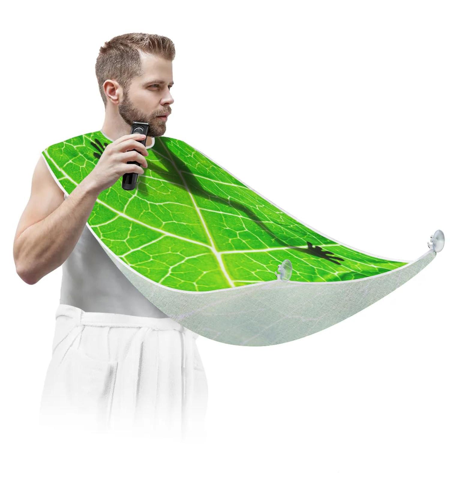 Frog Leaf Beard Bib Apron | Waterproof Hair Catcher for Men | Grooming Cape with 2 Suction Cups | Perfect Gift for Shaving & Trimming - Buy Online on GoSupps.com