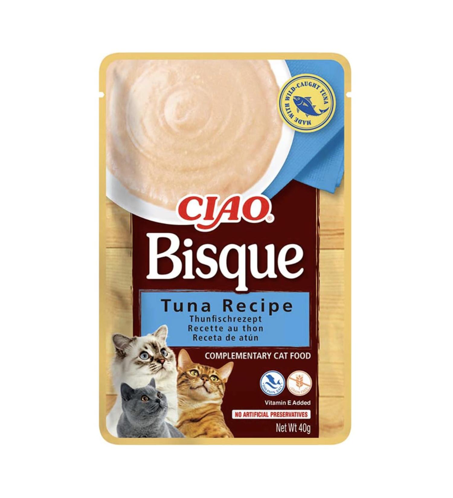 INABA Ciao Bisque Tuna Wet Cat Treat 1 x 40 g Delicious and Healthy Puree Side Dish Natural and Grain-Free Supplement - Buy Online on GoSupps.com