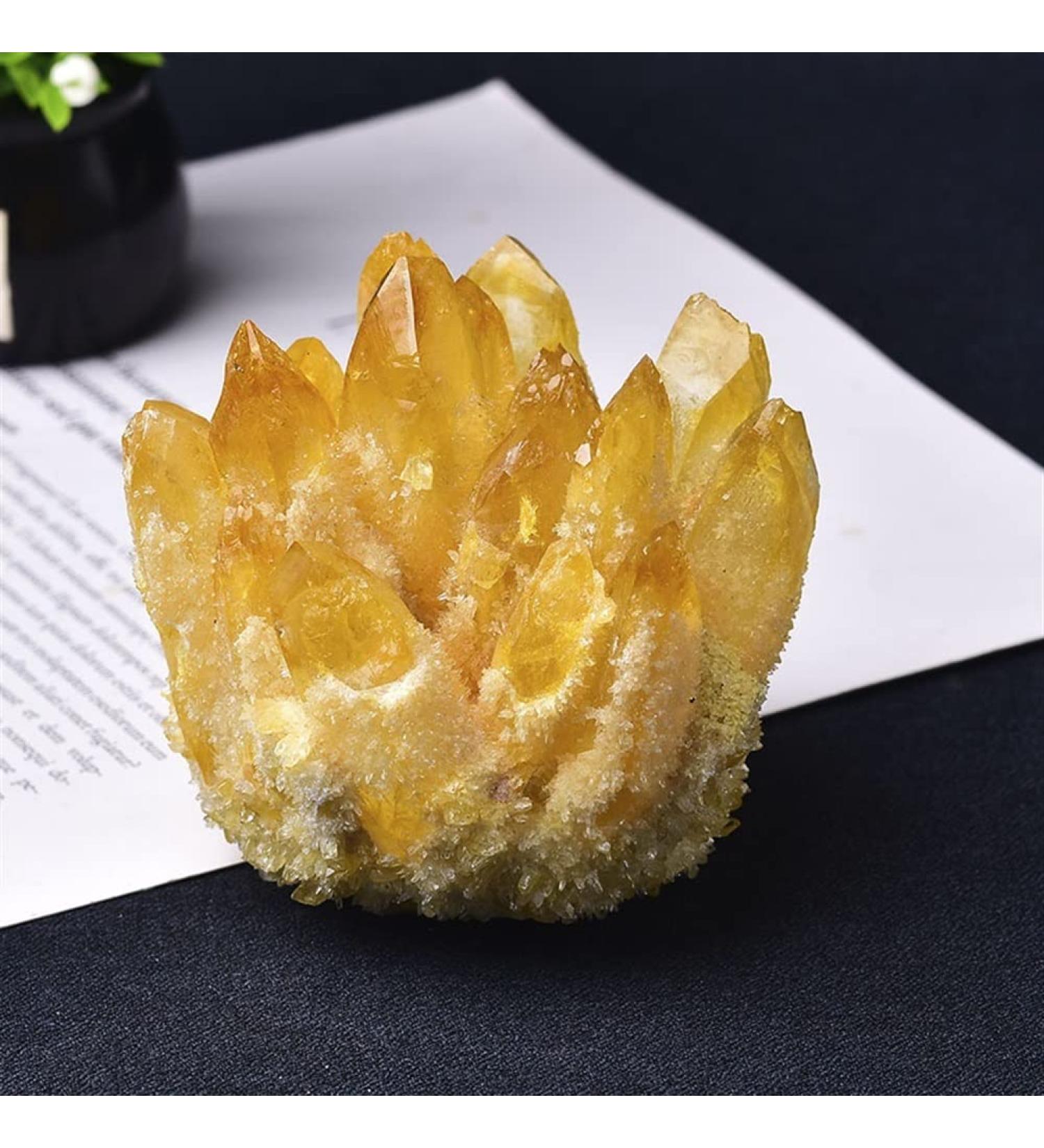 Natural Crystal Rough Specimen Natural Crystal Cluster Clear Quartz Crystal Rock Stones and Crystals ReikiSpecimen Home Decor GiftsStone (Color : Yellow Size : 300-400g) - Buy Online on GoSupps.com