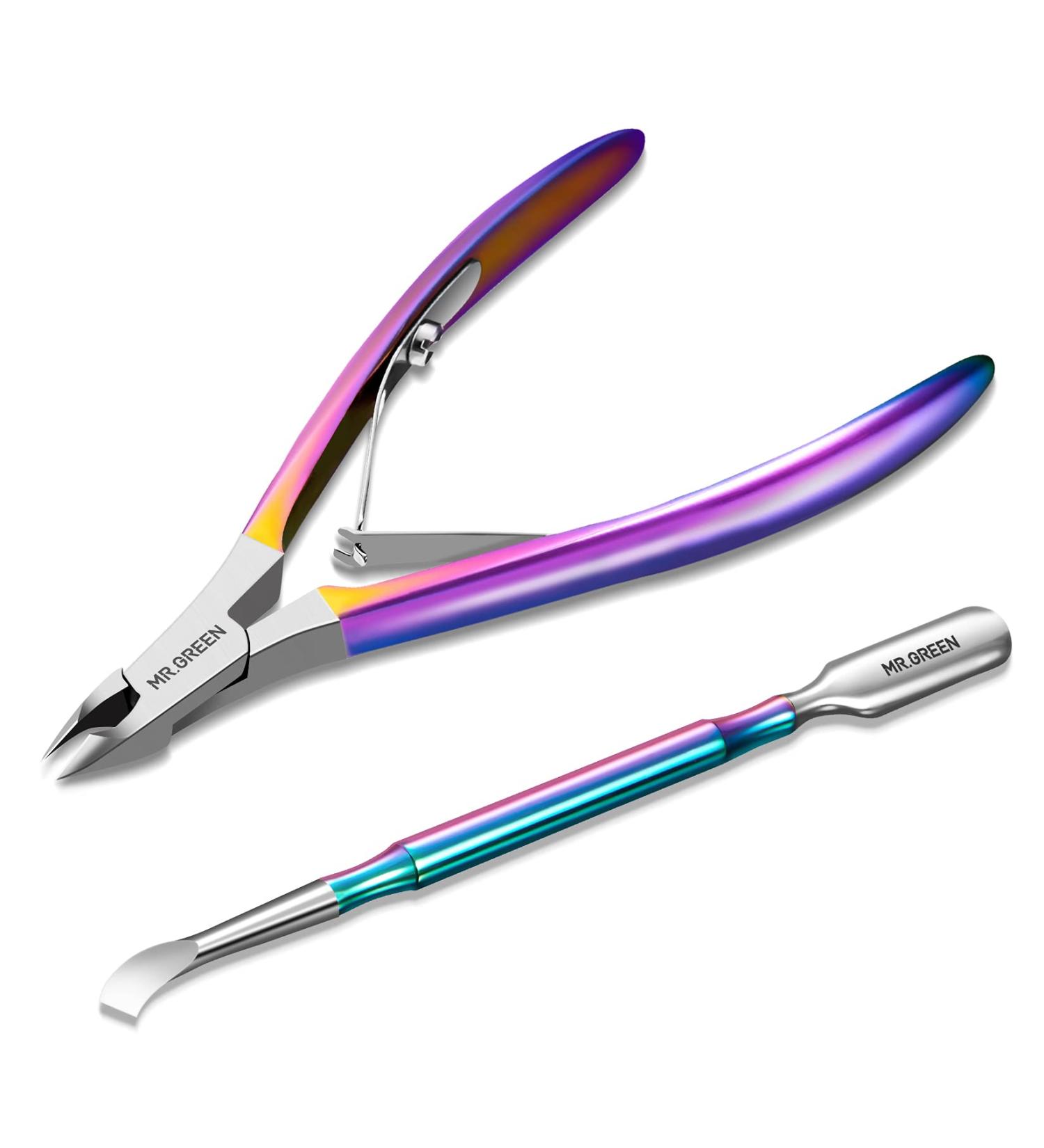MR.GREEN Colored Titanium Cuticle Nippers & Pusher Set - Nail Manicure Clippers for Dead Skin Removal - Buy Online on GoSupps.com